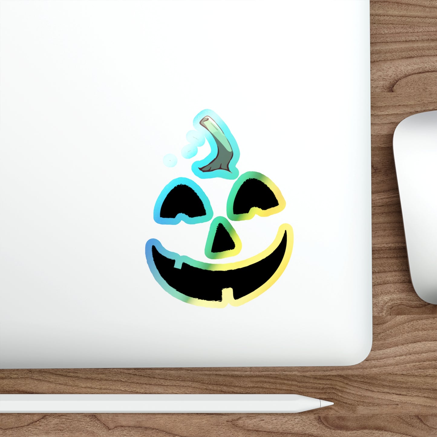 Halloween Rainbow Holographic Die-cut Vinyl Stickers Cute Pumpkin Face
