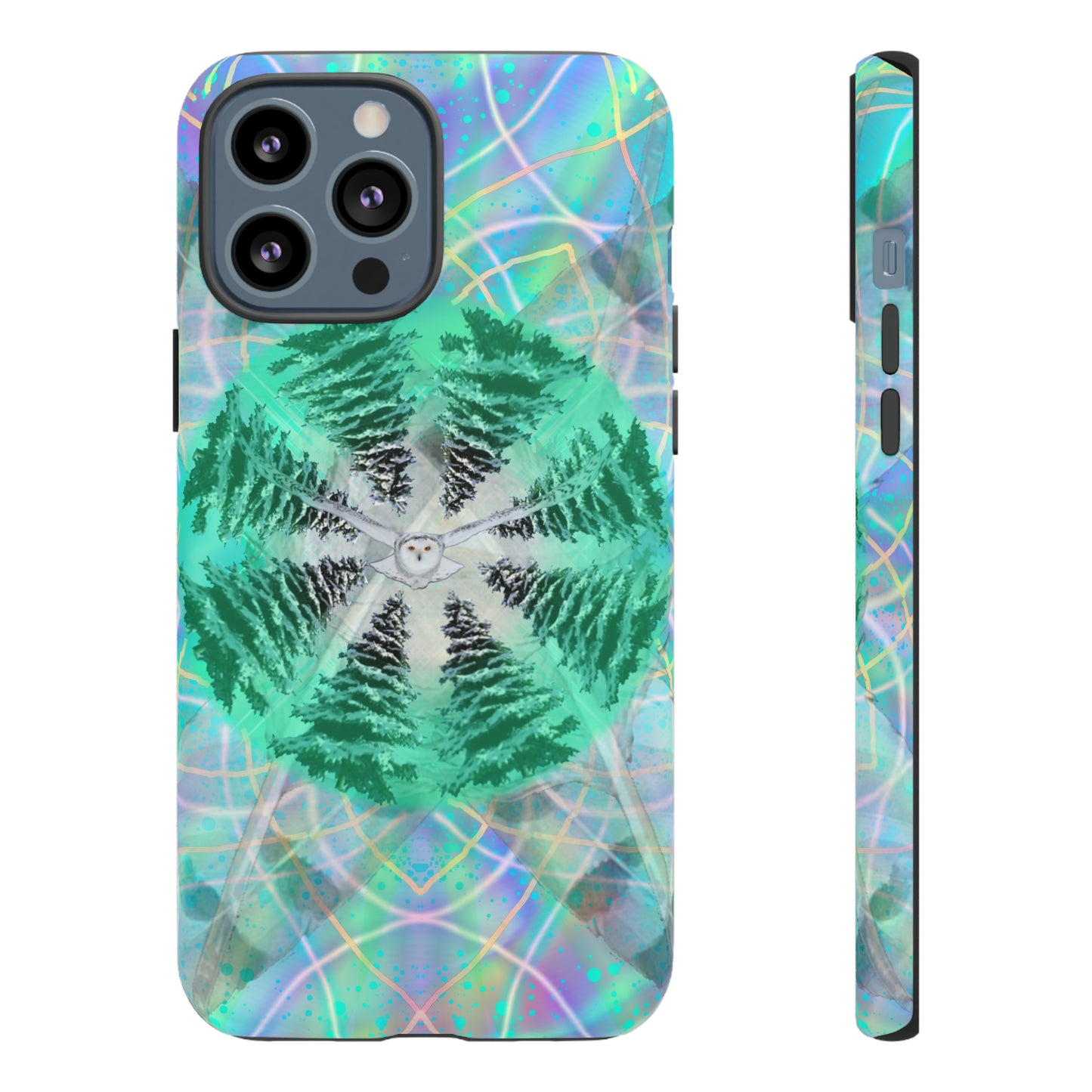 Mystic Pines Snowy Owl Protective Phone Case, Samsung, iPhone, Pixel, all sizes