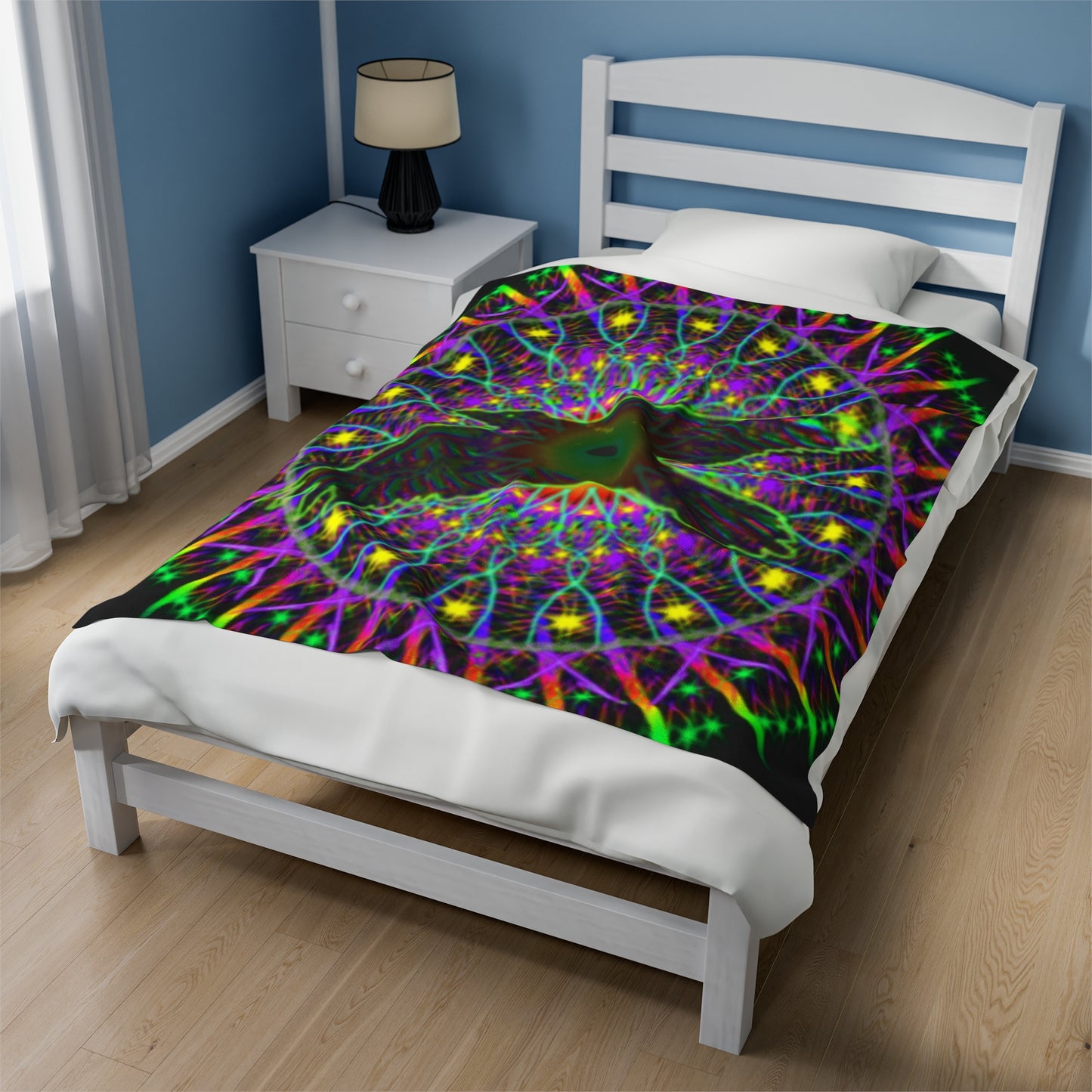 Mystic Raven Mandala Velveteen Plush Blanket