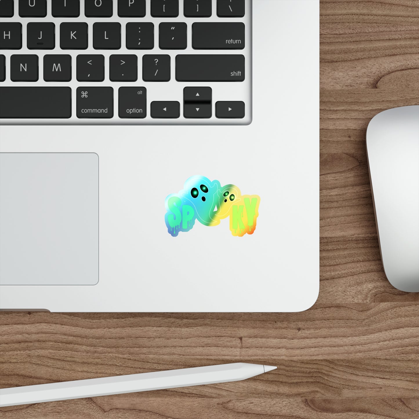Halloween Spooky Ghosts Rainbow Holographic Die-cut Vinyl Stickers