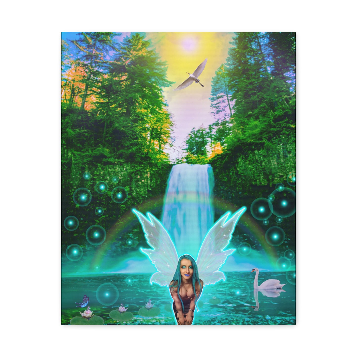Mystic Water Fairy, Canvas print, Wall Decor, Fantasy Art, Unique Gift, Original Art
