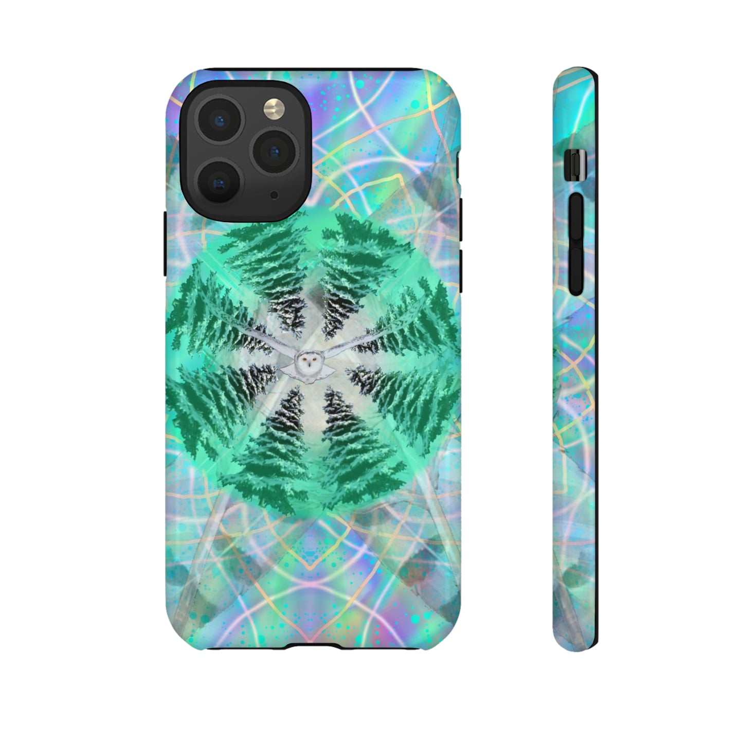 Mystic Pines Snowy Owl Protective Phone Case, Samsung, iPhone, Pixel, all sizes