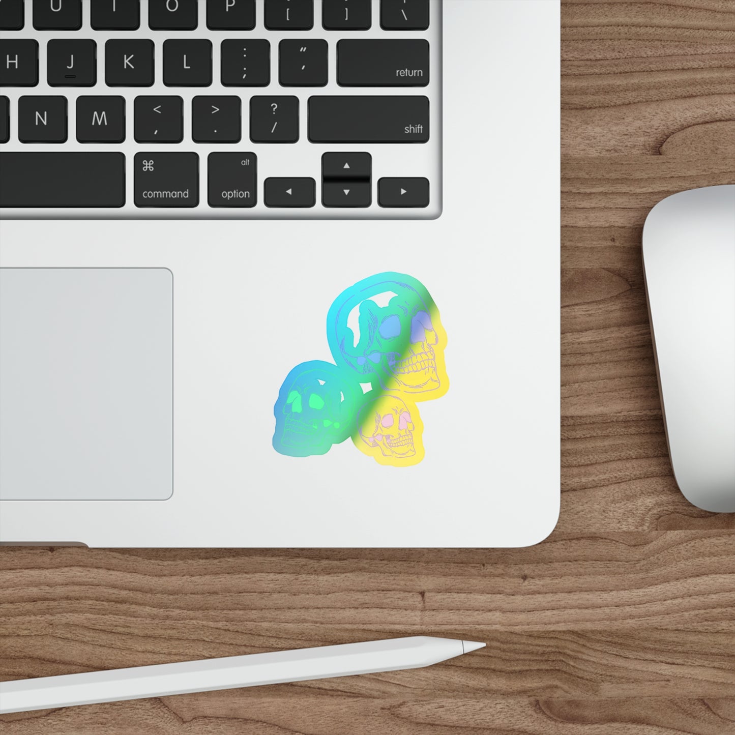 Halloween Skulls Rainbow Holographic Die-cut Vinyl Stickers
