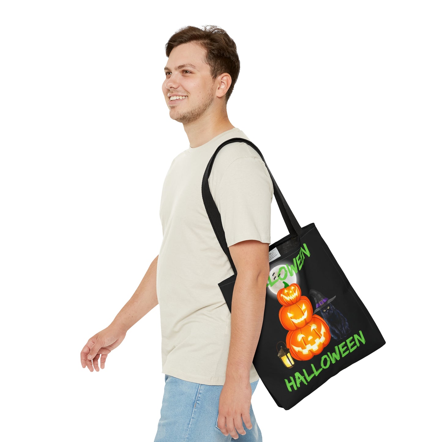 Halloween Pumpkins And Black Cat, Halloween Candy Tote Bag