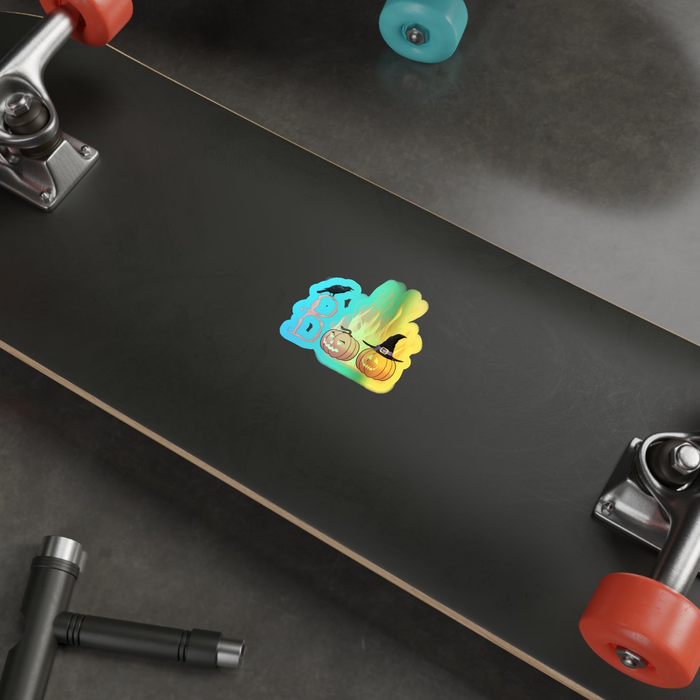 Halloween Rainbow Holographic Die-cut Vinyl Stickers Boo