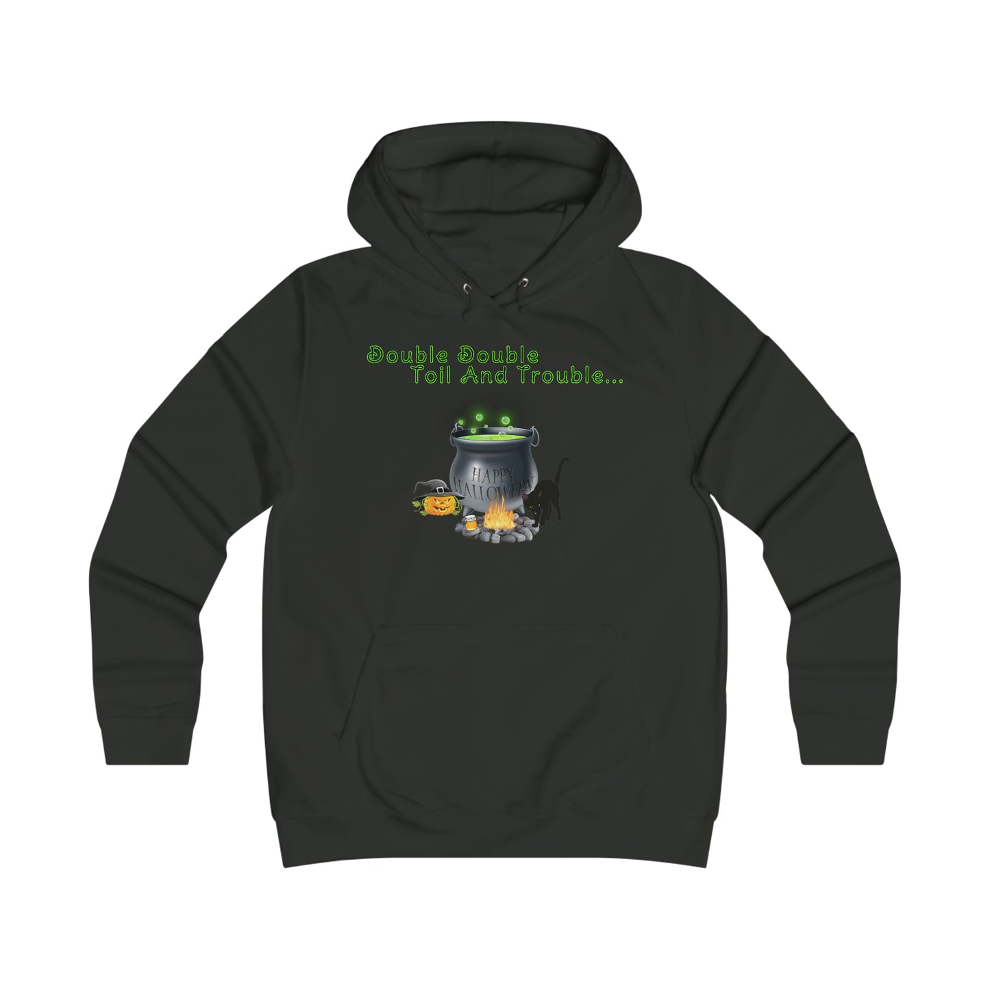 Girlie College Hoodie "Double Toil And Trouble" Halloween Top