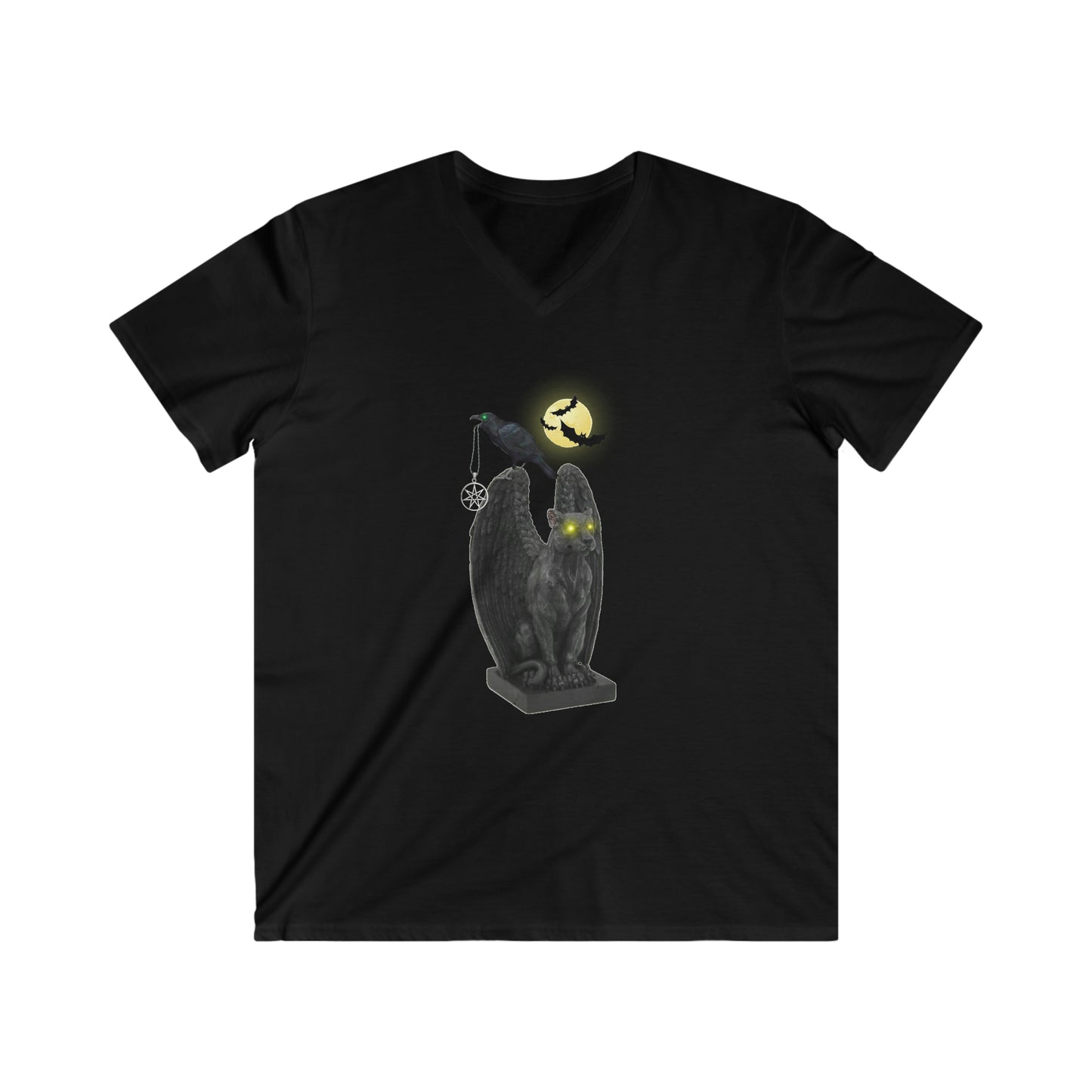 Men's Fitted V-Neck Short Sleeve Tee Edgar Allan Poe Raven Top