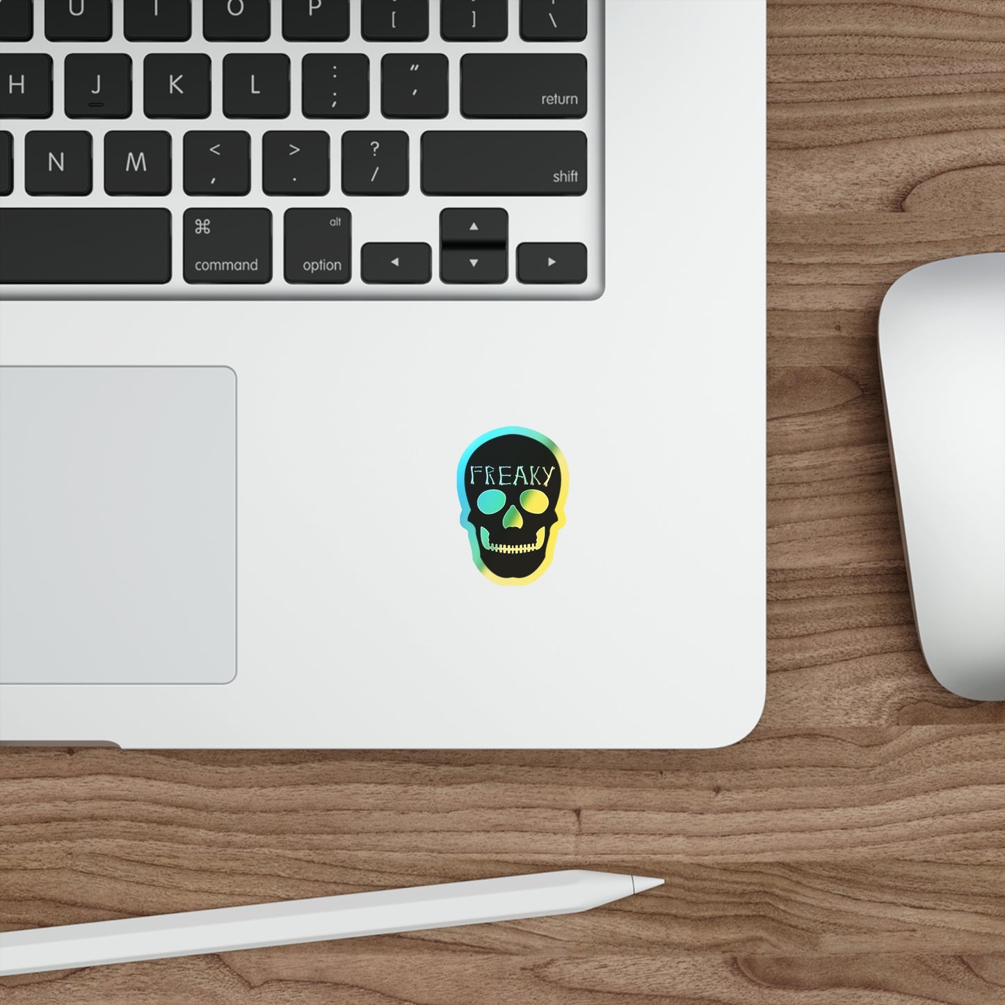 Halloween Freaky Skull Rainbow Holographic Die-cut Vinyl Stickers