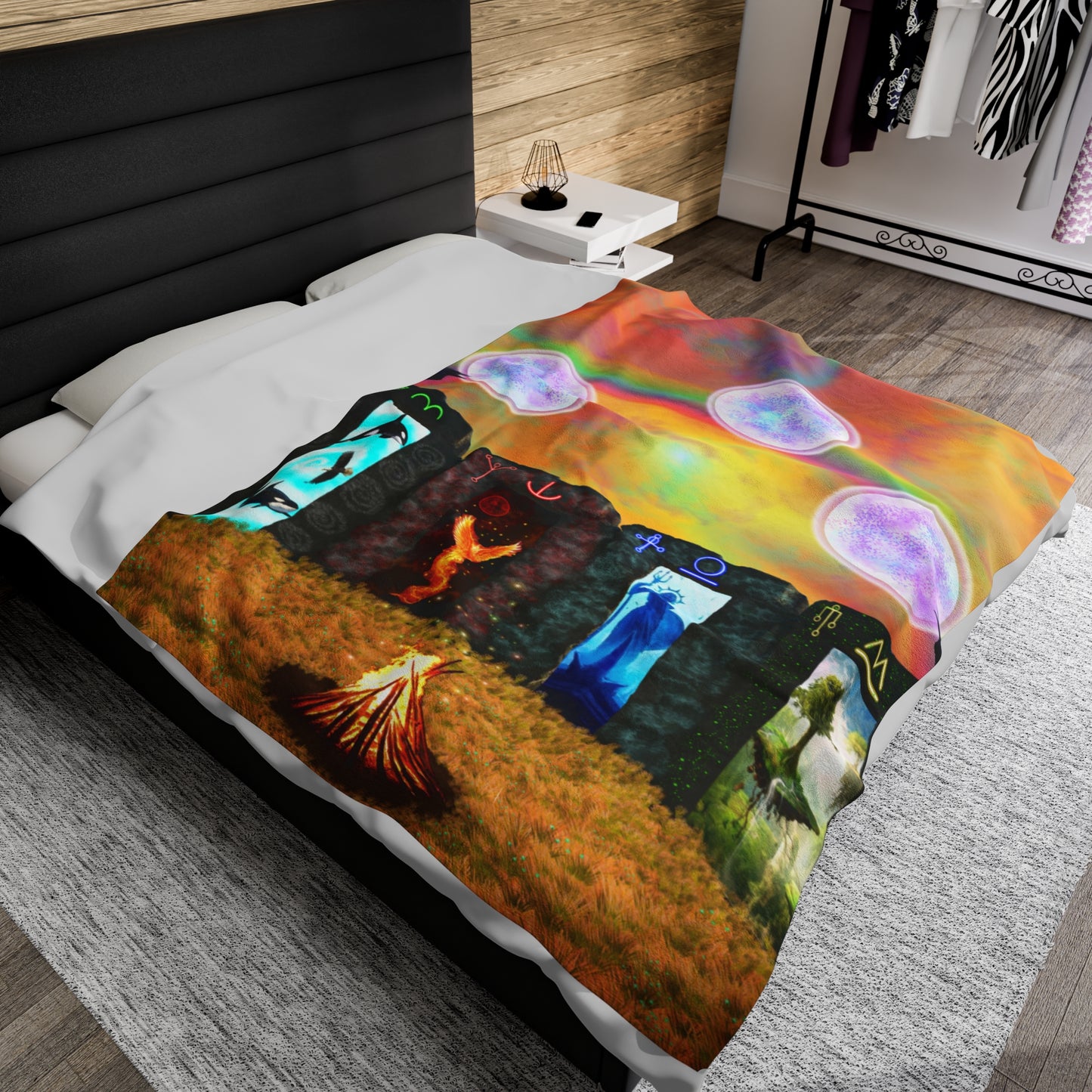 Sacred Portal of Divine Elements Giant Velveteen Plush Blanket