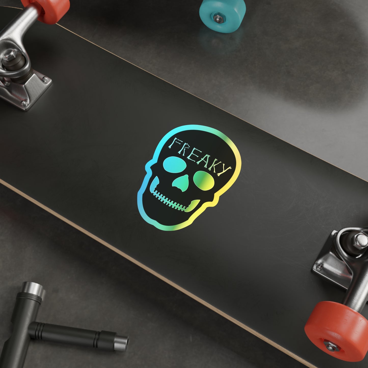 Halloween Freaky Skull Rainbow Holographic Die-cut Vinyl Stickers