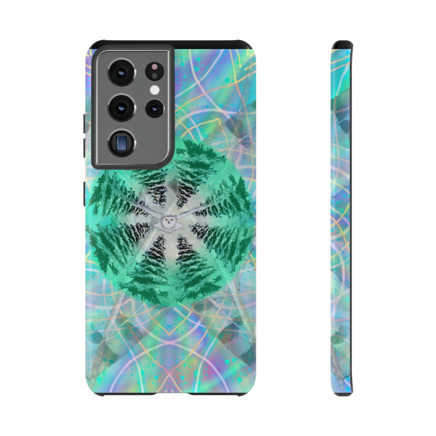 Mystic Pines Snowy Owl Protective Phone Case, Samsung, iPhone, Pixel, all sizes