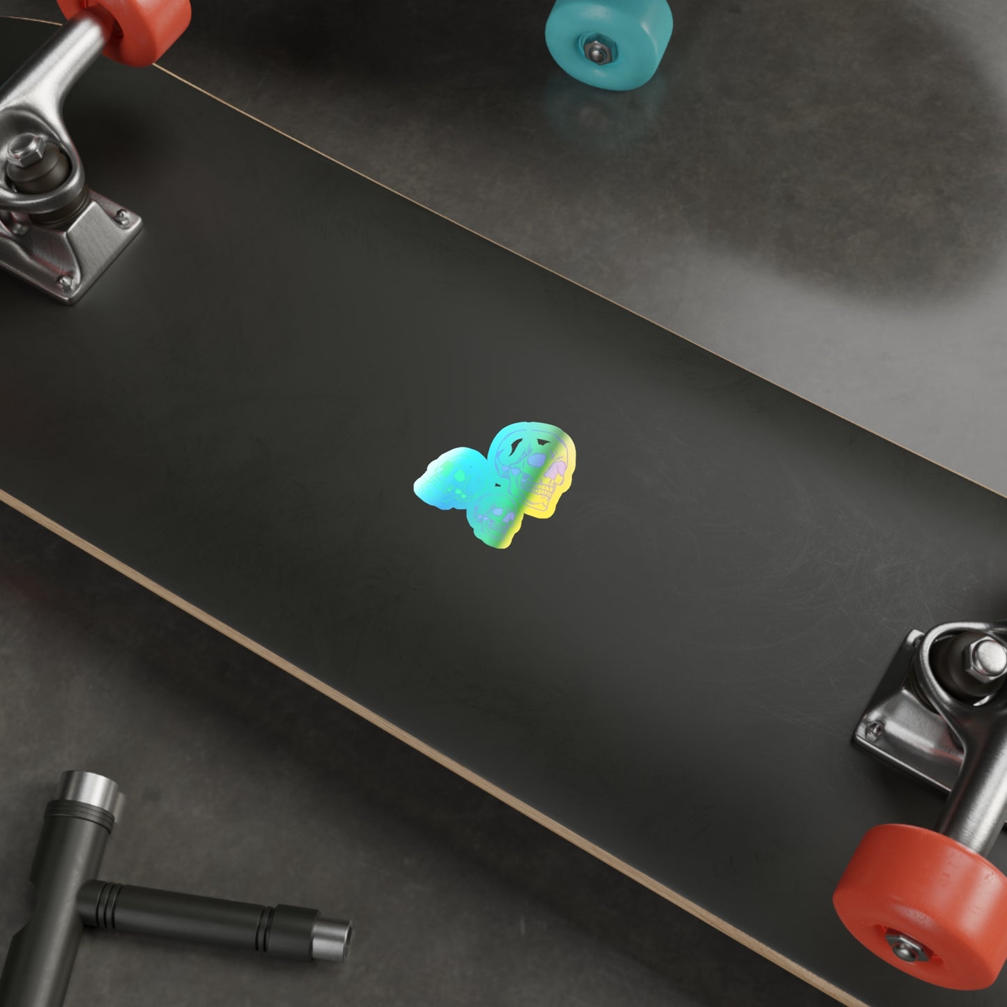 Halloween Skulls Rainbow Holographic Die-cut Vinyl Stickers