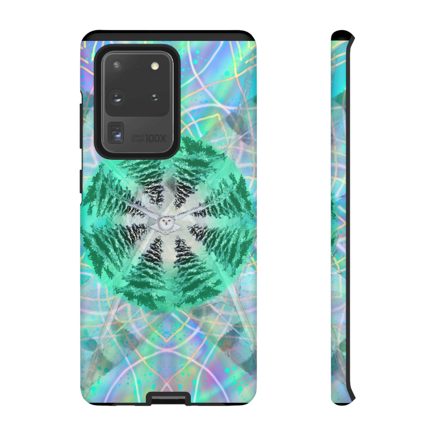 Mystic Pines Snowy Owl Protective Phone Case, Samsung, iPhone, Pixel, all sizes