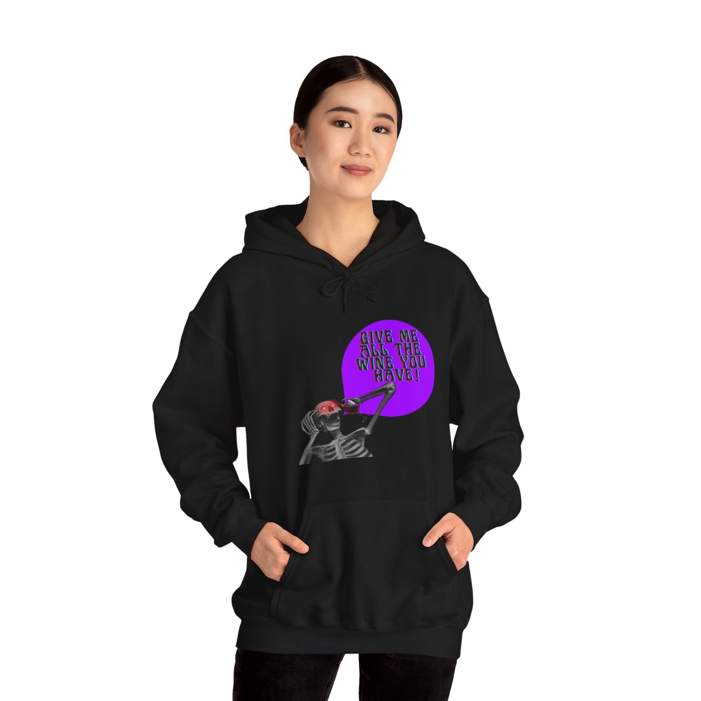 Unisex Heavy Blend™ "More Wine" Skeleton Hooded Sweatshirt