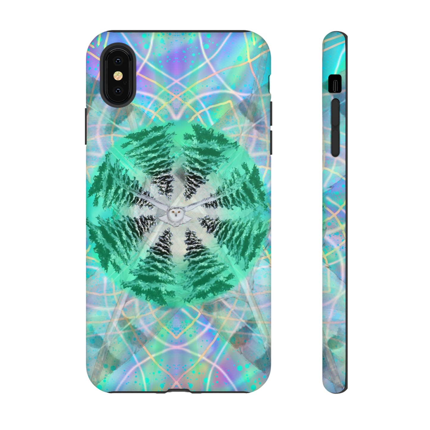 Mystic Pines Snowy Owl Protective Phone Case, Samsung, iPhone, Pixel, all sizes