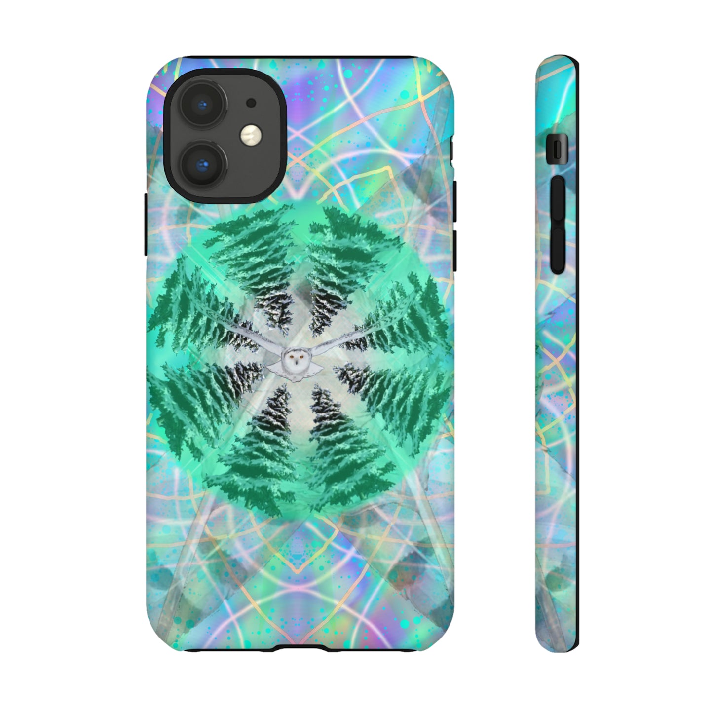 Mystic Pines Snowy Owl Protective Phone Case, Samsung, iPhone, Pixel, all sizes