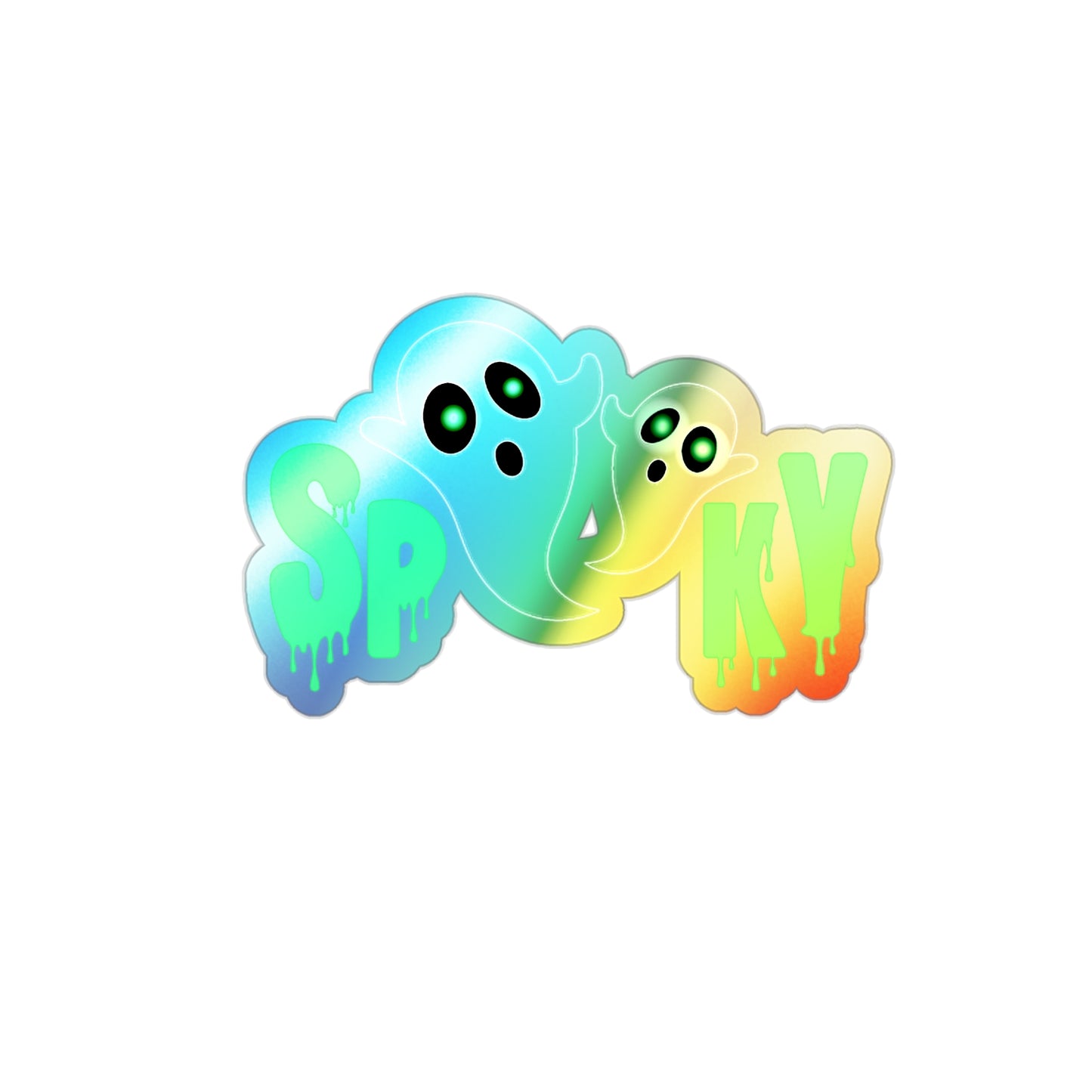 Halloween Spooky Ghosts Rainbow Holographic Die-cut Vinyl Stickers