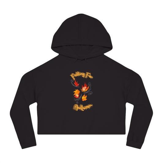 Falling For Autumn Womens Cropped Hooded Sweatshirt