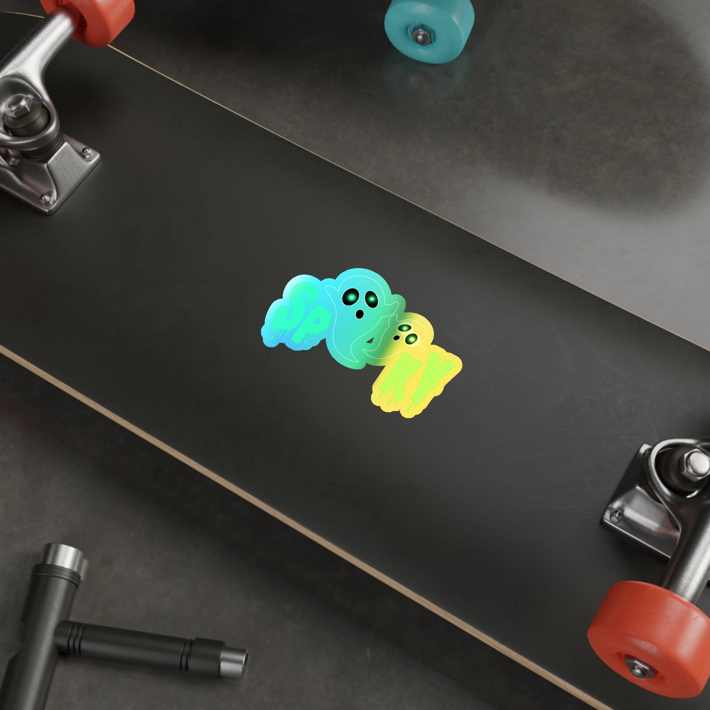 Halloween Spooky Ghosts Rainbow Holographic Die-cut Vinyl Stickers