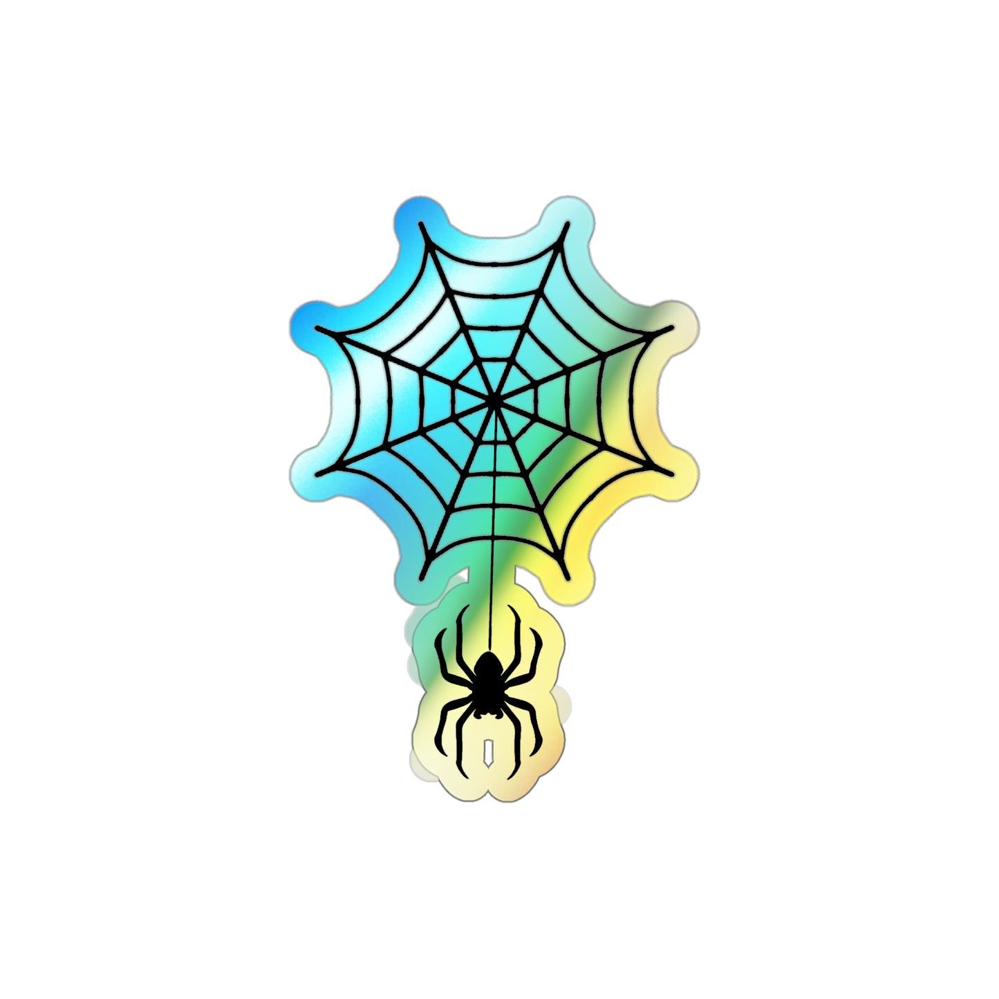Spider Web Halloween Freaky Skull Rainbow Holographic Die-cut Vinyl Stickers