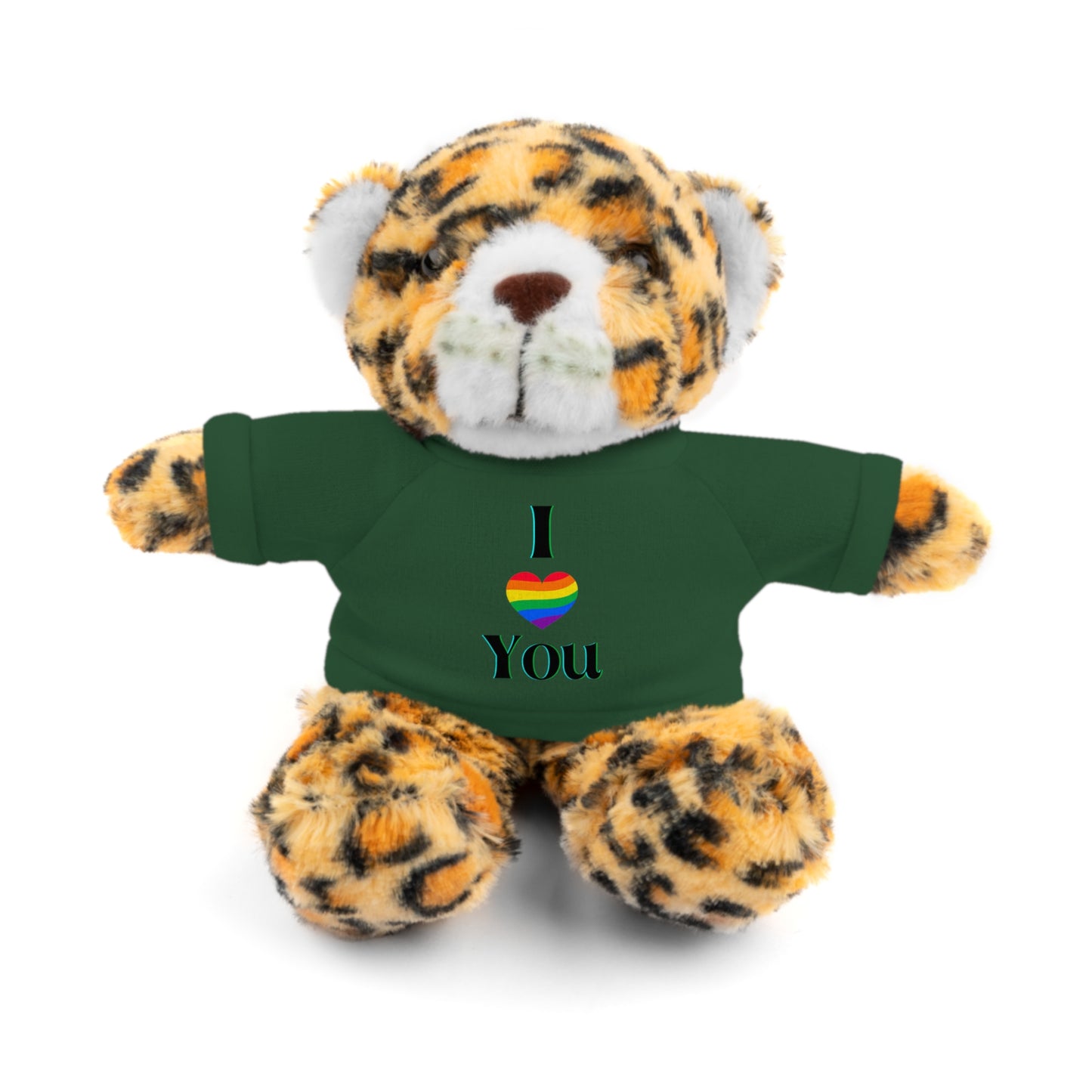 I Heart You Kids Cute Stuffed Animals with Tee; Panda, Sheep, Bunny, Lion, Jaguar, Teddy Bear