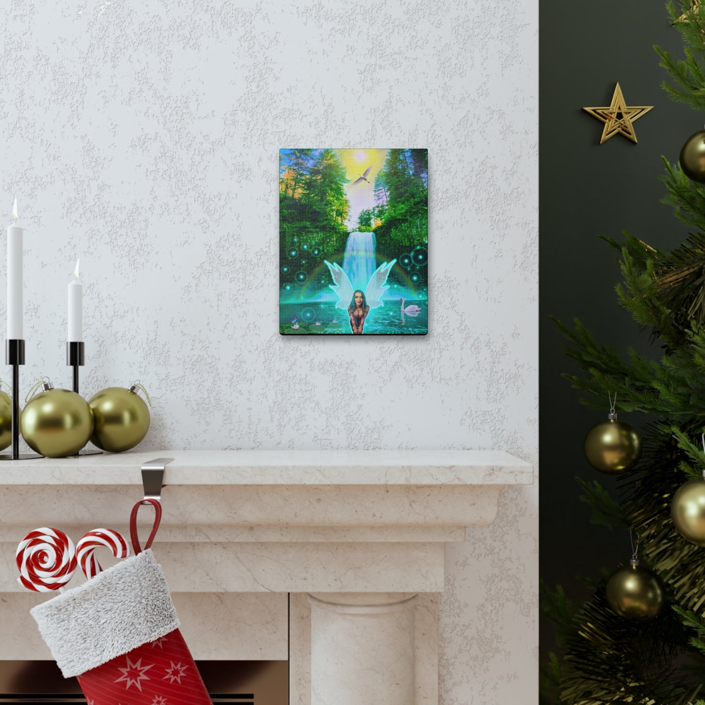 Mystic Water Fairy, Canvas print, Wall Decor, Fantasy Art, Unique Gift, Original Art