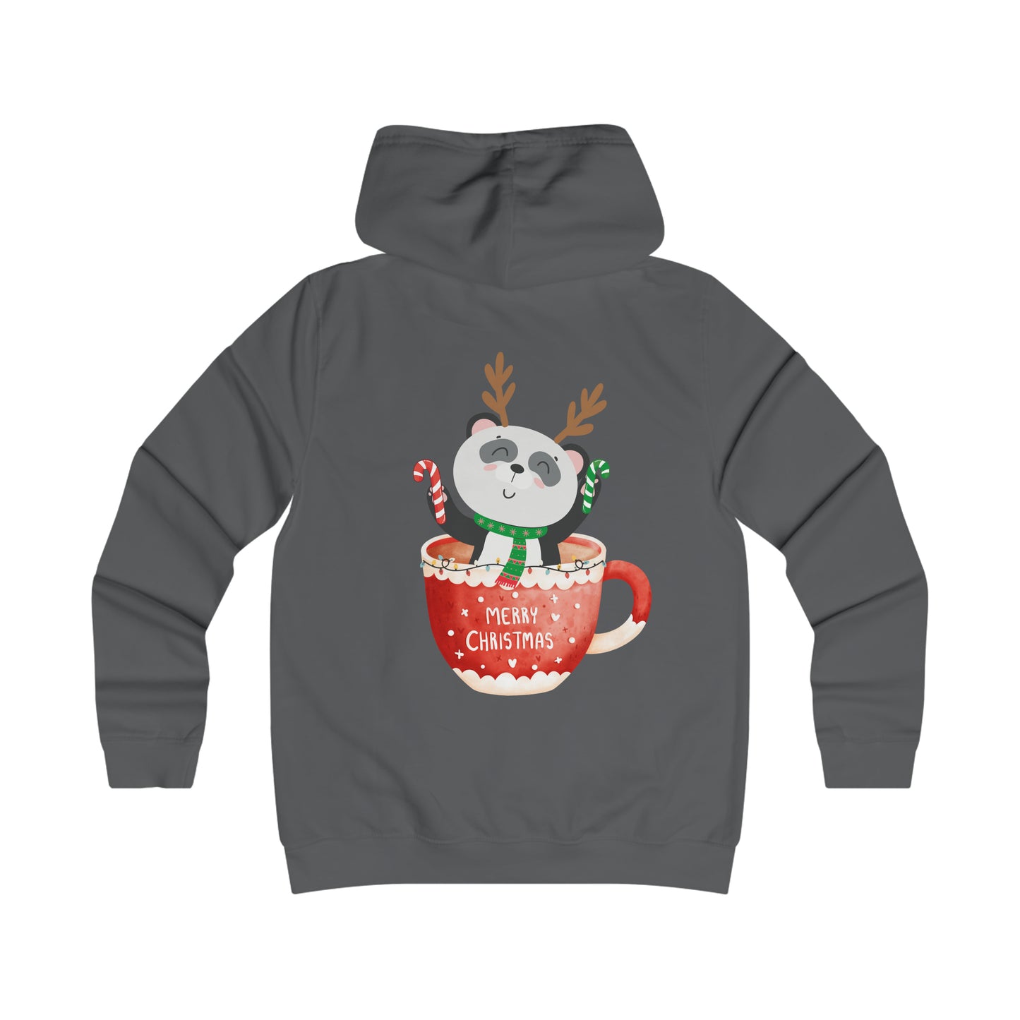 Merry Christmas Panda Girlie College Hoodie