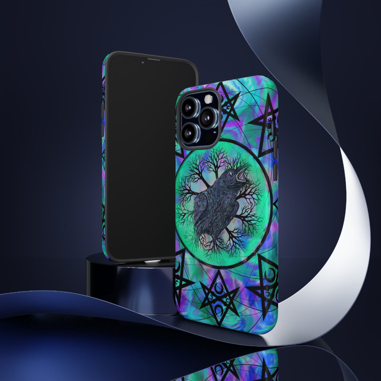 Raven Medicine Totem Protective Phone Case, Samsung, iPhone, Pixel, all sizes