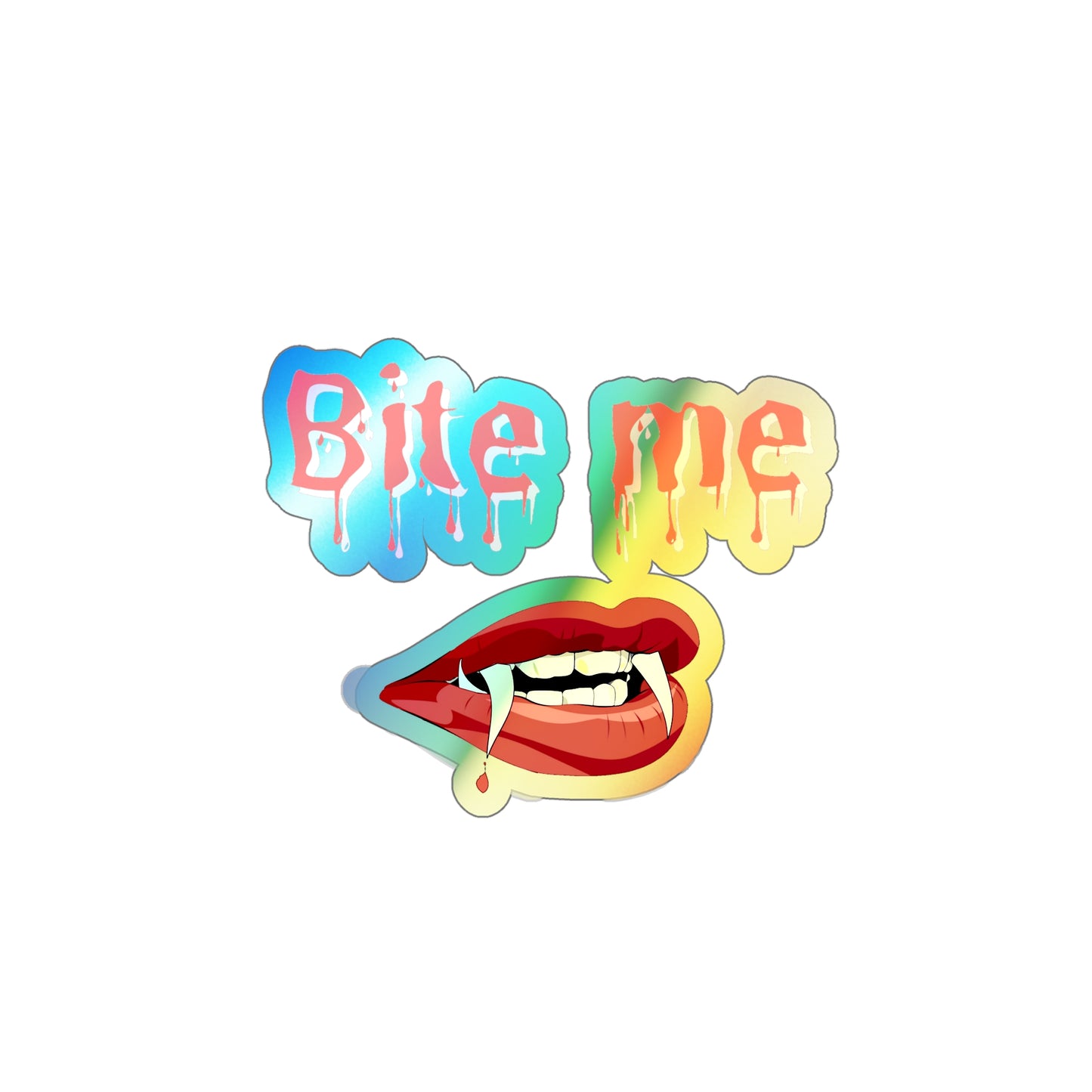 Halloween Rainbow Holographic Die-cut Vinyl Stickers Bite Me