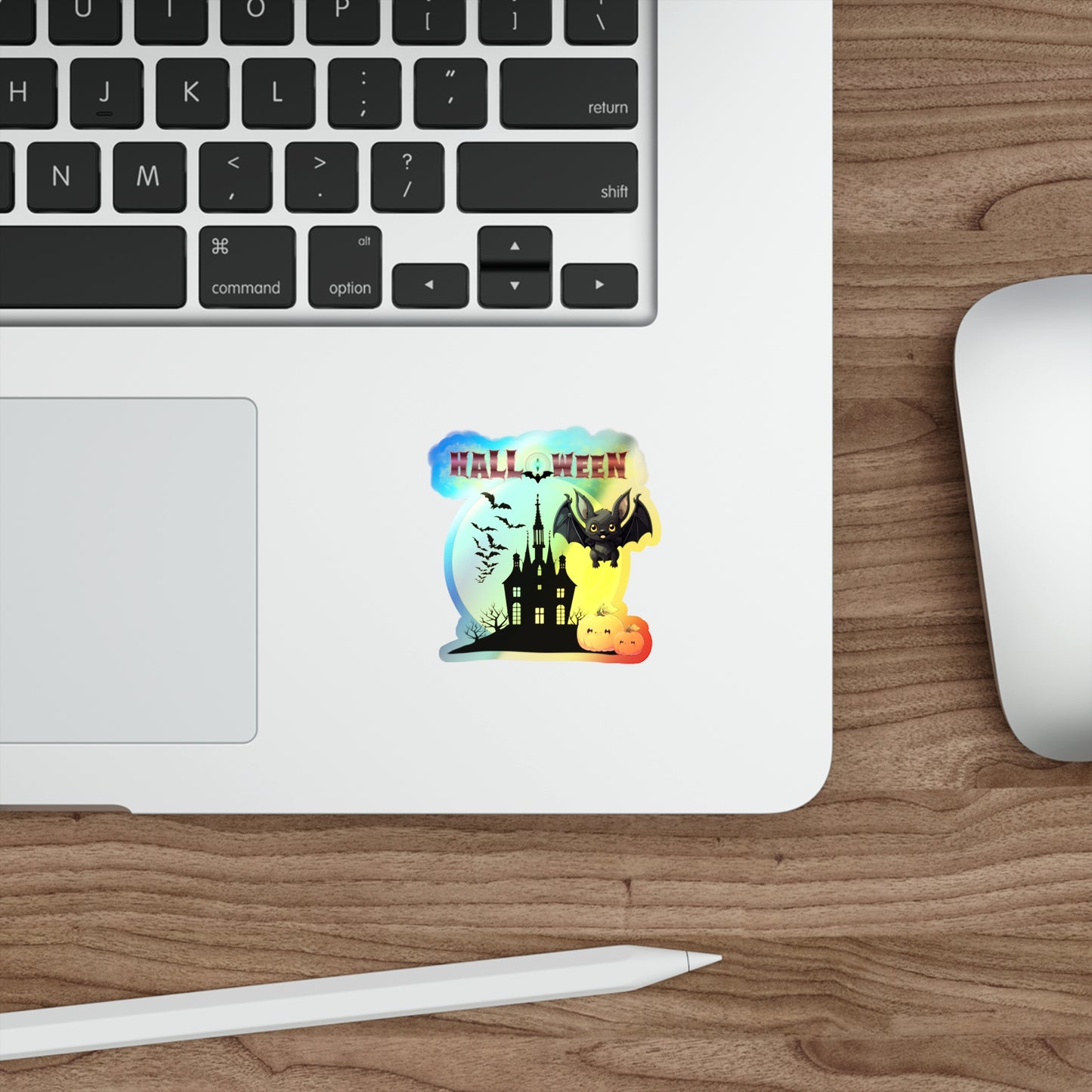 Halloween Rainbow Holographic Die-cut Vinyl Stickers Cute Bat