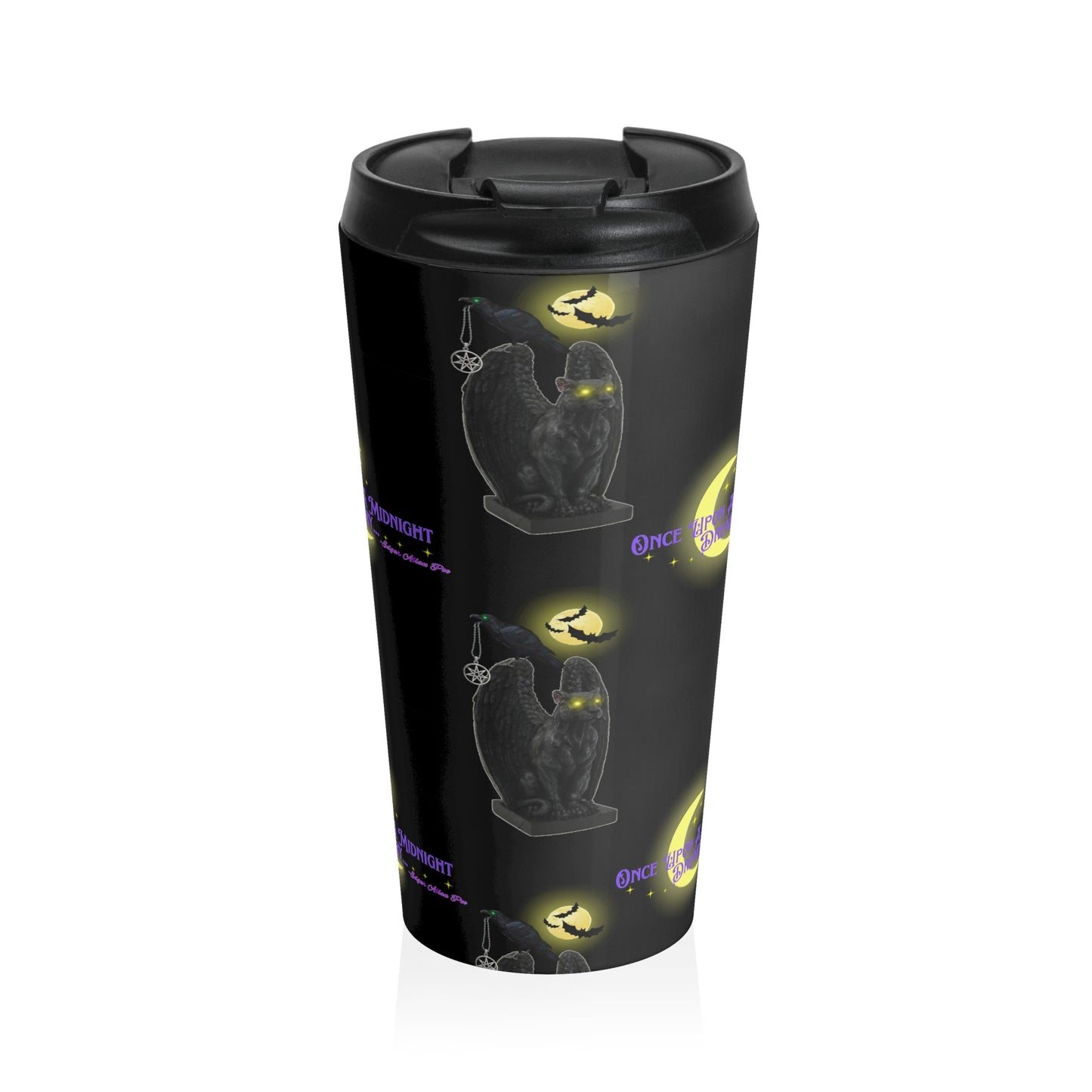 Stainless Steel "Once Upon A Midnight Dreary" Edgar Allan Poe Halloween Travel Mug with Insert