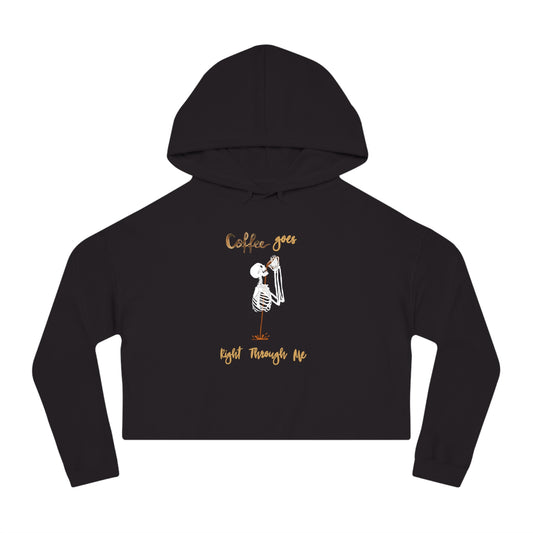 Coffee Goes Right Through Me Womens Halloween Cropped Hooded Sweatshirt