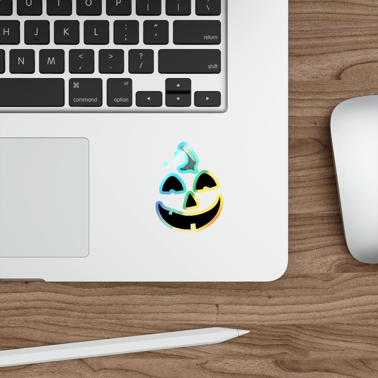 Halloween Rainbow Holographic Die-cut Vinyl Stickers Cute Pumpkin Face
