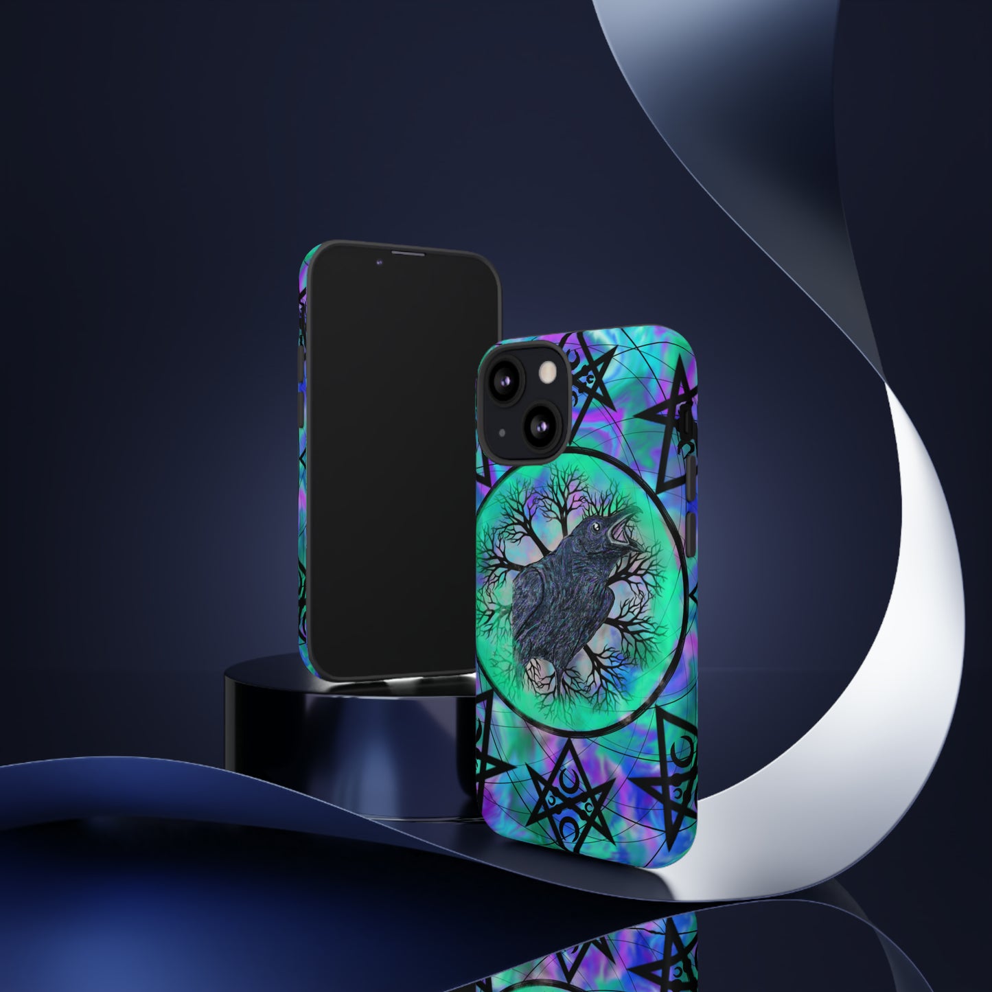Raven Medicine Totem Protective Phone Case, Samsung, iPhone, Pixel, all sizes