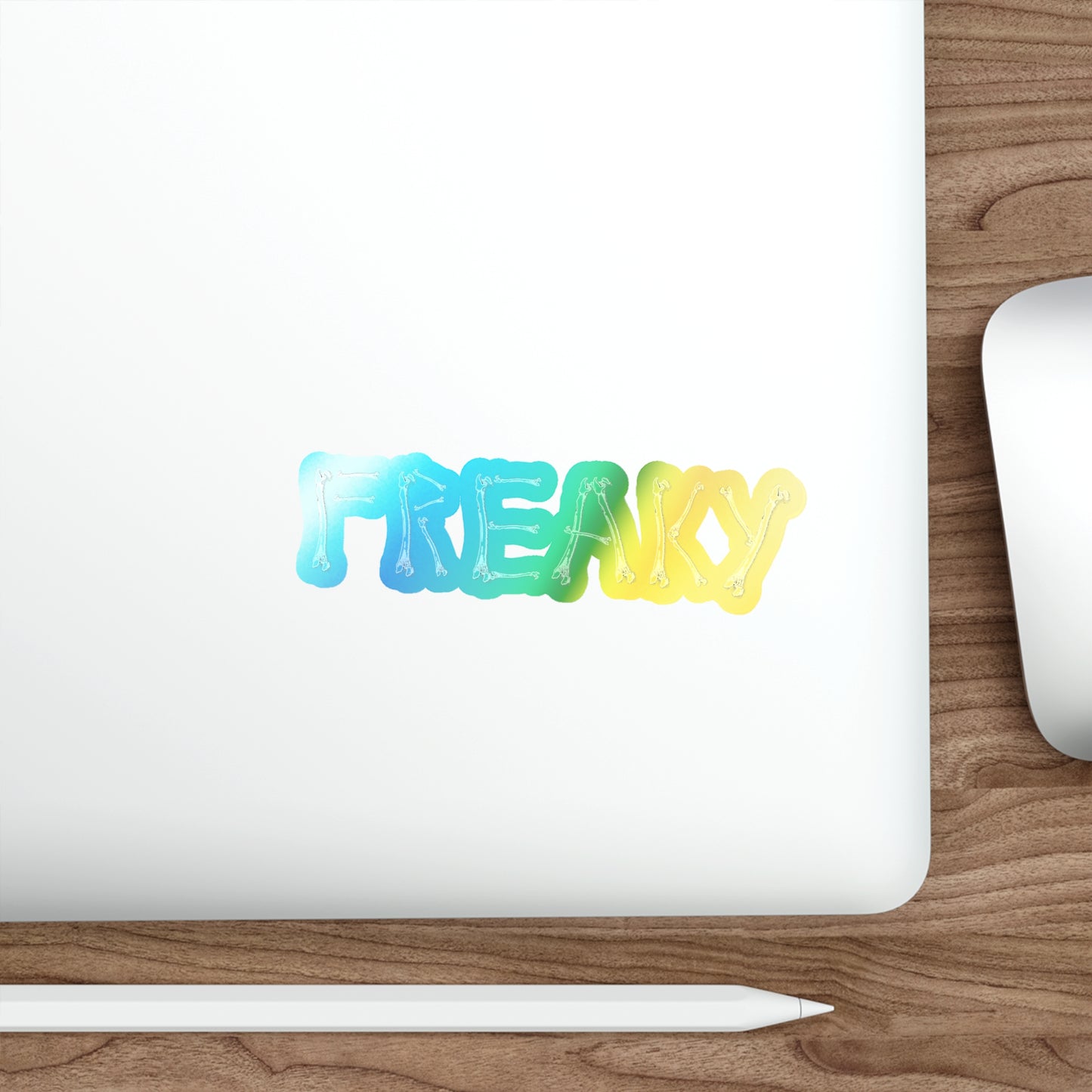 Halloween Rainbow Holographic Die-cut Vinyl Stickers Freaky Bones