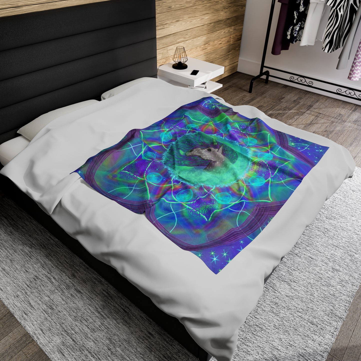 Mystic Unicorn Mandala Velveteen Plush Blanket