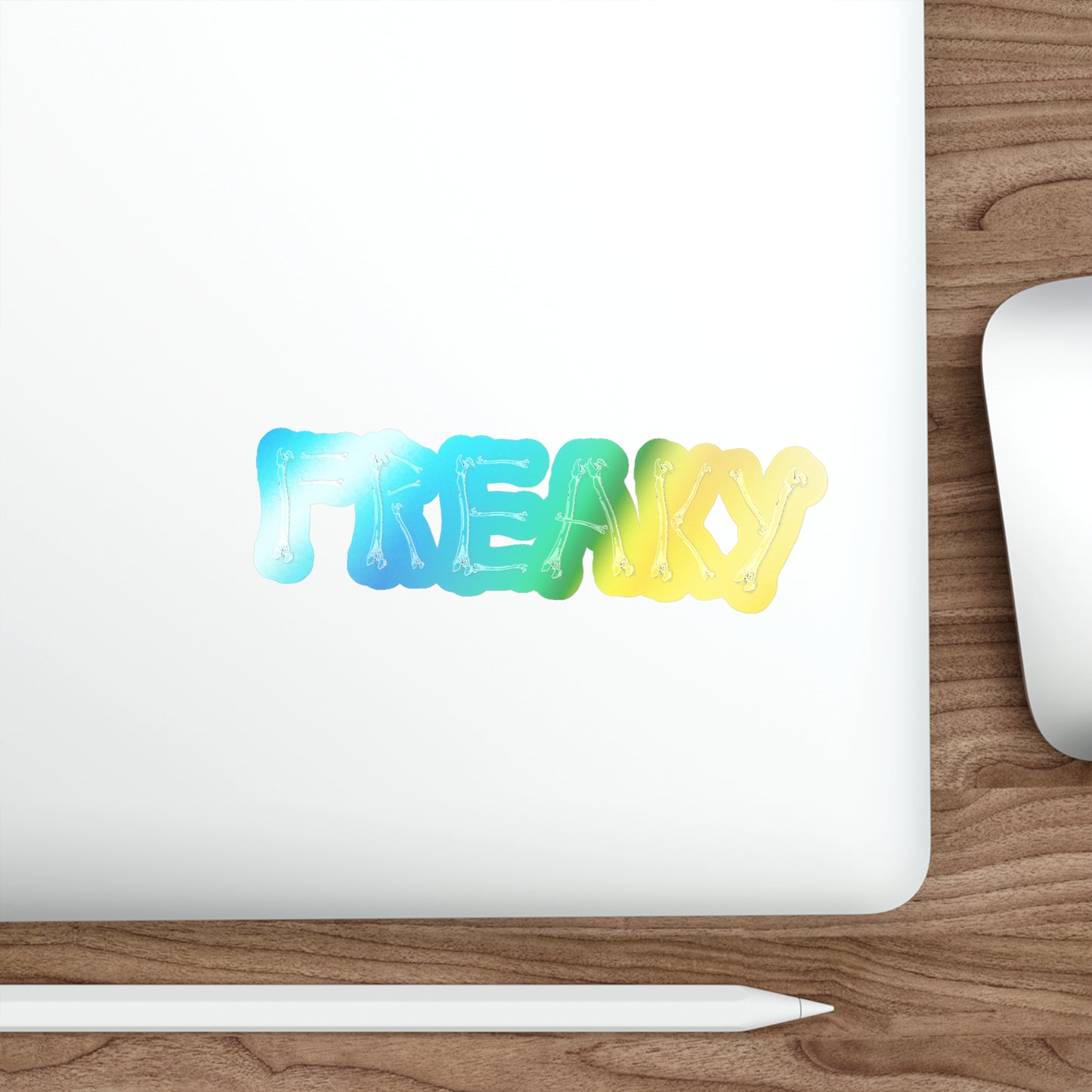 Halloween Rainbow Holographic Die-cut Vinyl Stickers Freaky Bones