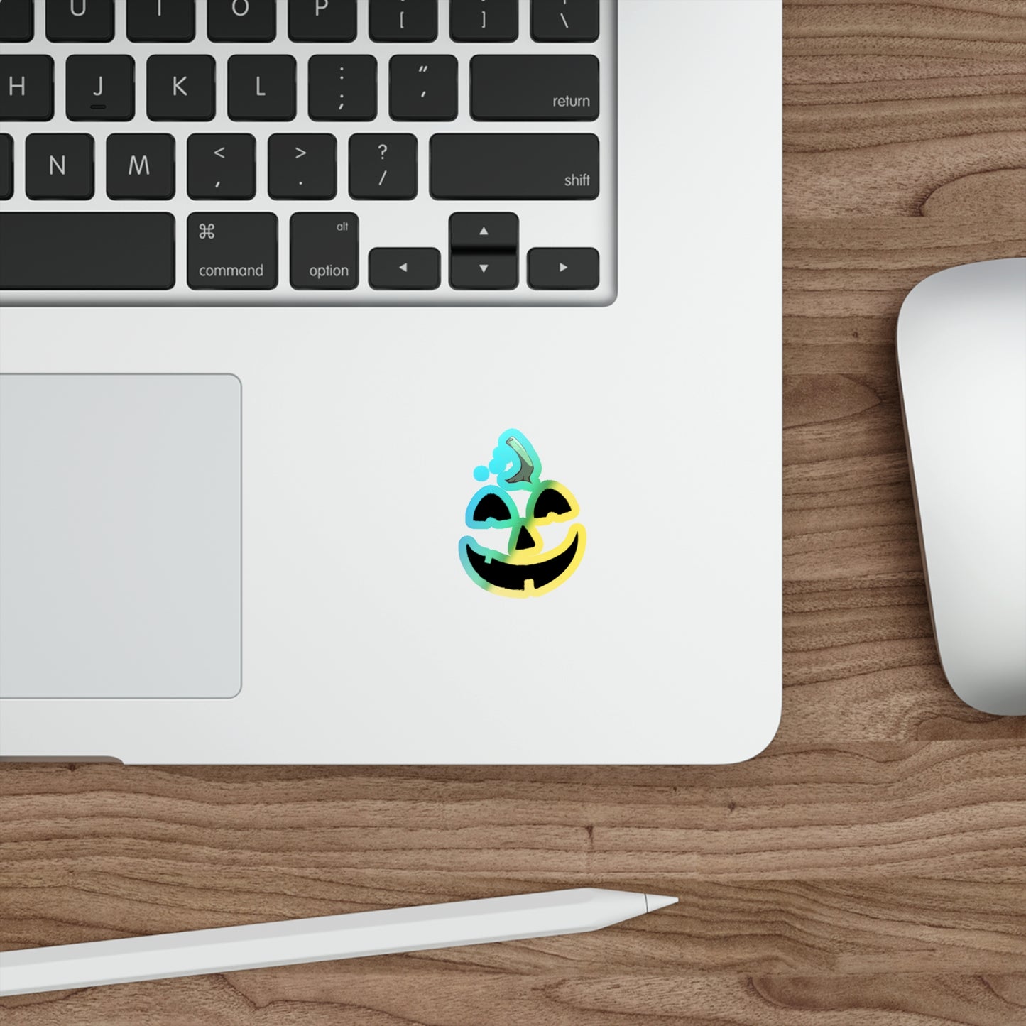 Halloween Rainbow Holographic Die-cut Vinyl Stickers Cute Pumpkin Face