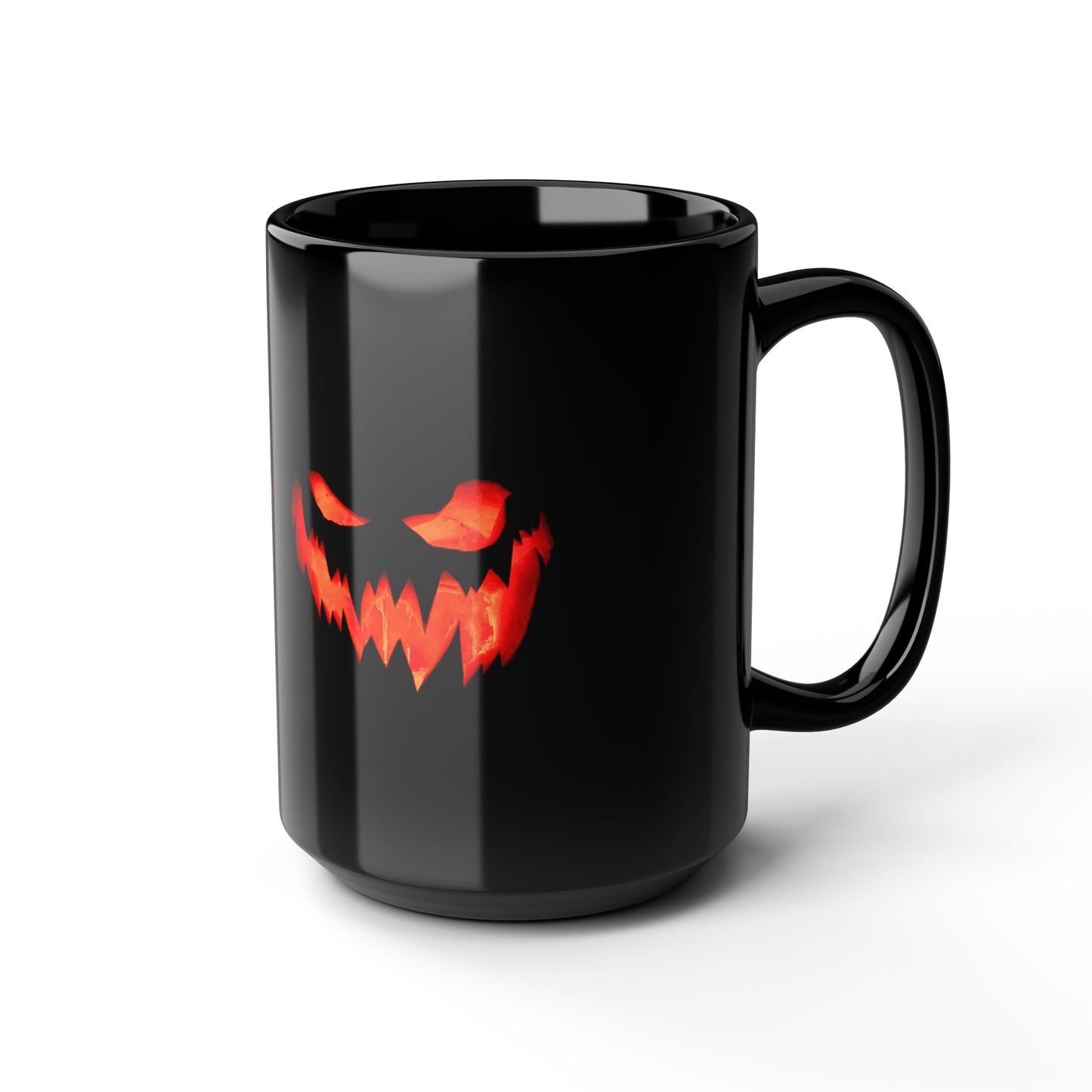 Black Mug, Spooky Pumpkin Halloween 15oz