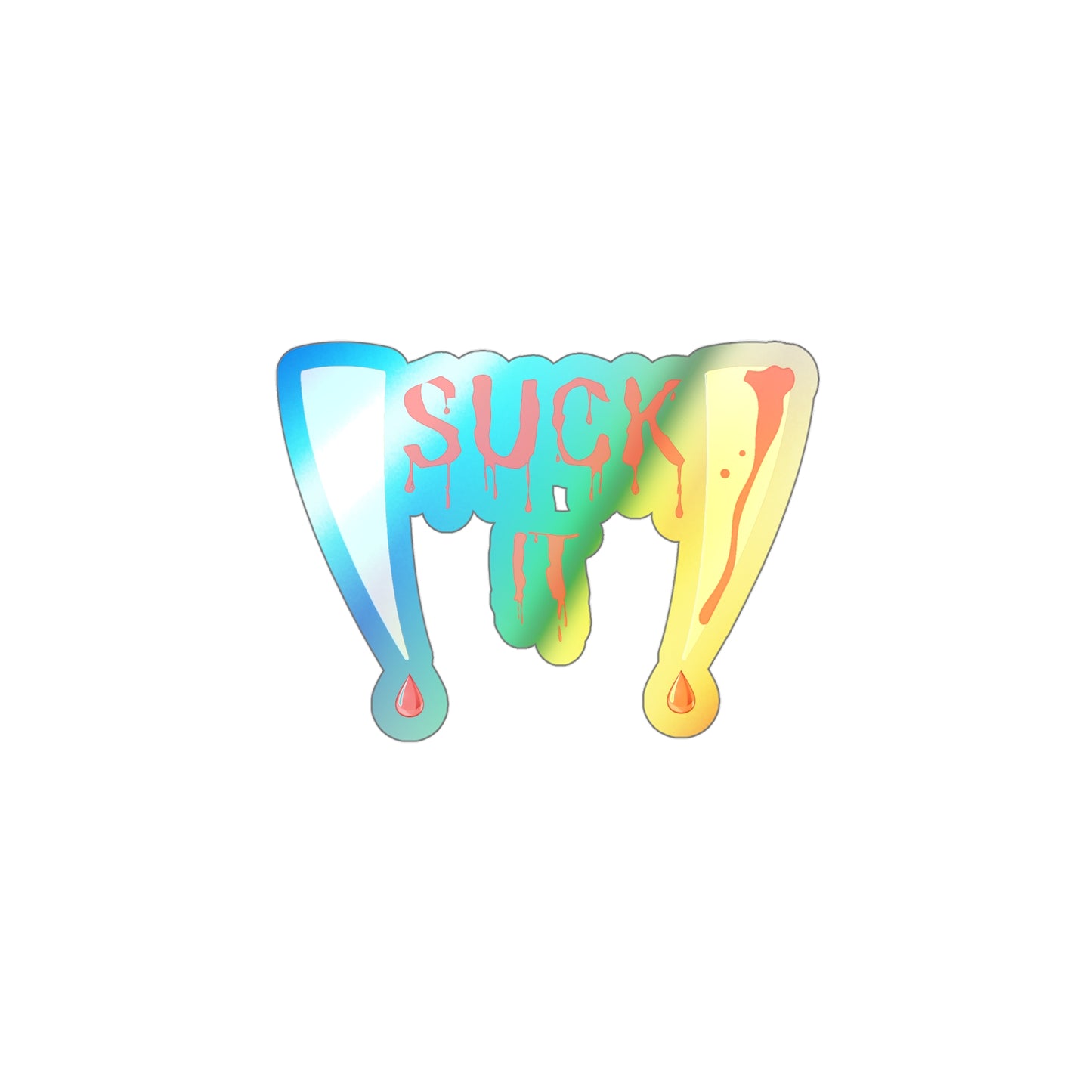 Halloween Rainbow Holographic Die-cut Vinyl Stickers Vampire Fangs