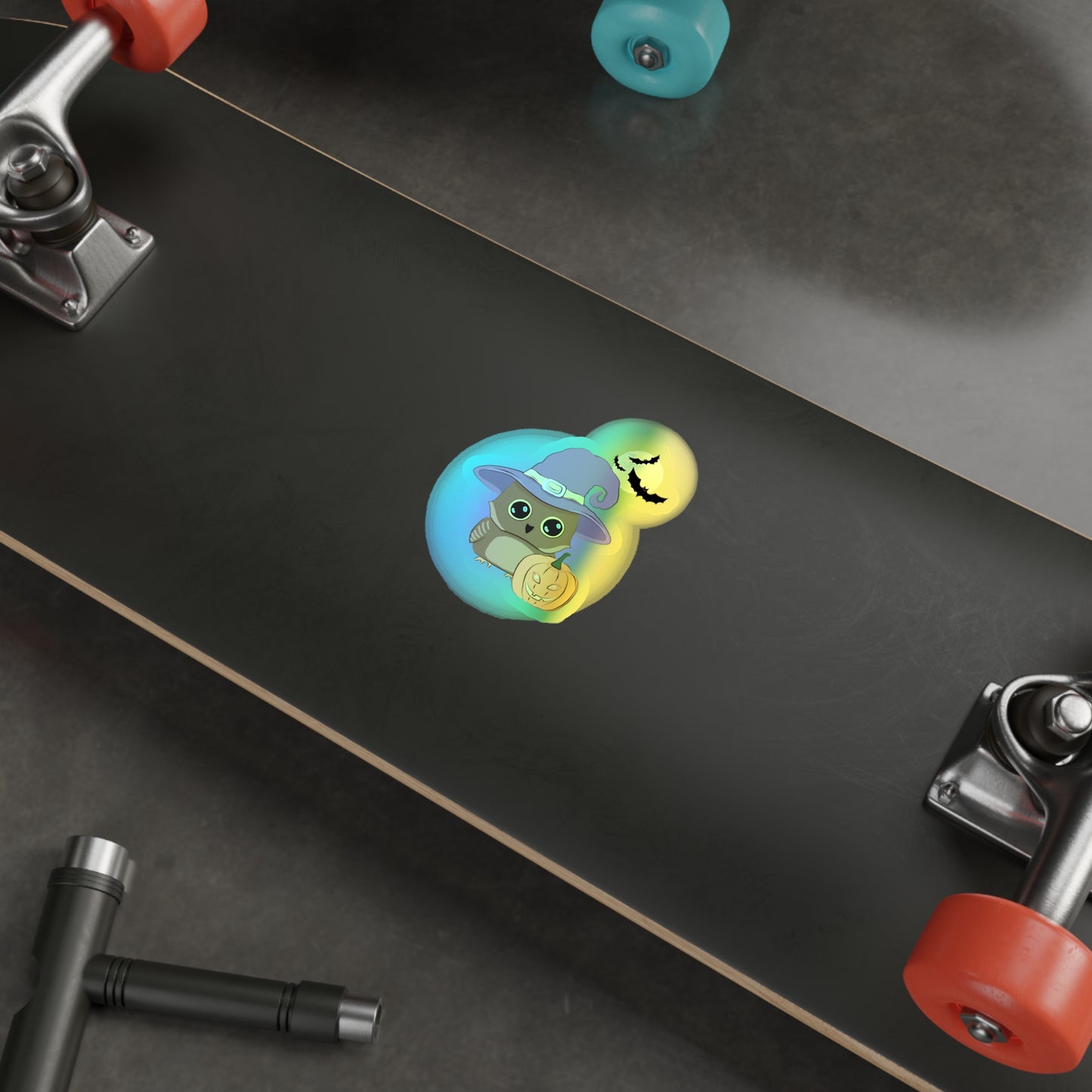 Halloween Rainbow Holographic Die-cut Vinyl Stickers Cute Witchy Owl