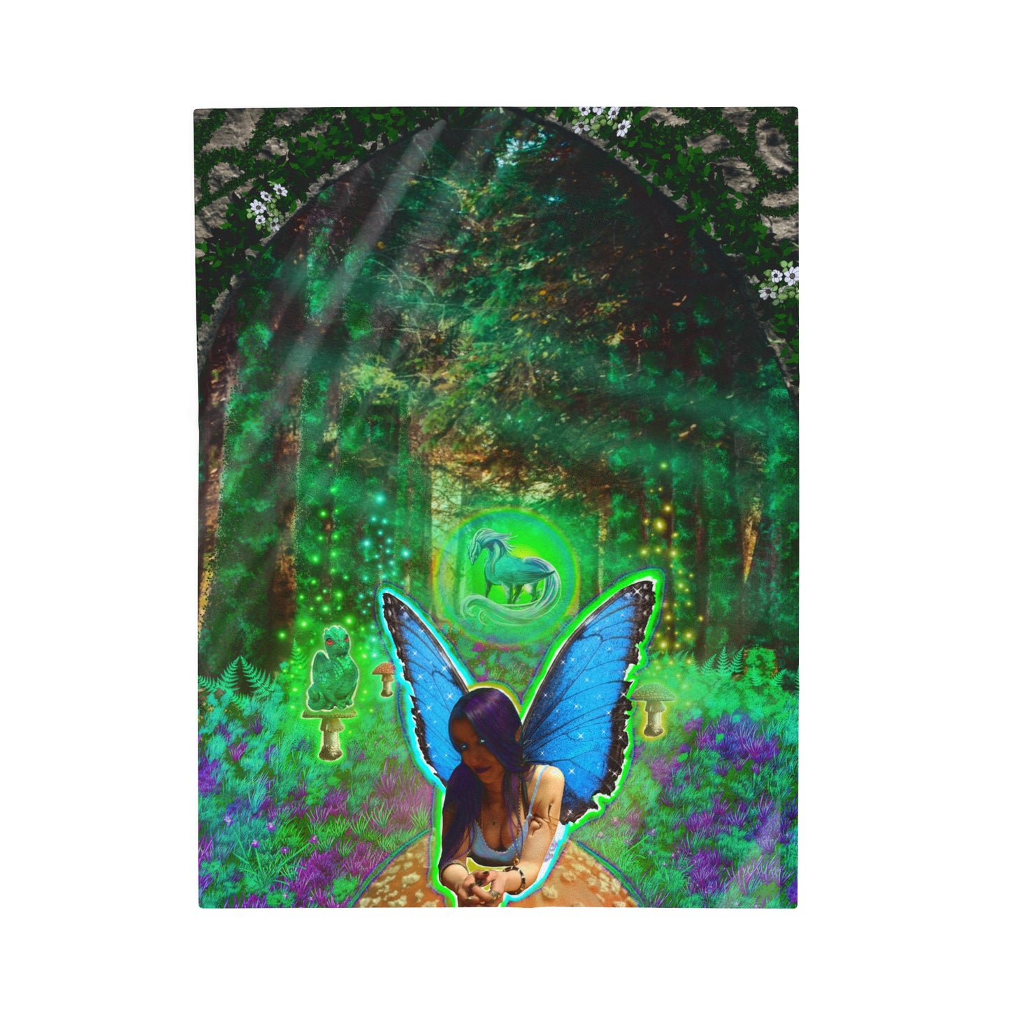 Mystic Mushroom Fairy Velveteen Plush Blanket