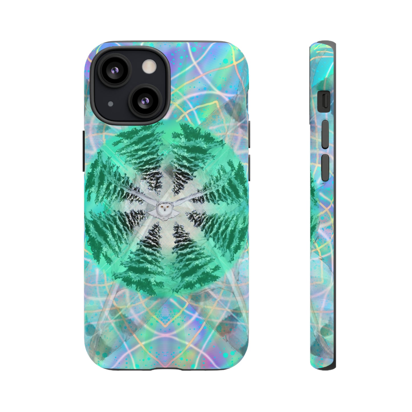 Mystic Pines Snowy Owl Protective Phone Case, Samsung, iPhone, Pixel, all sizes