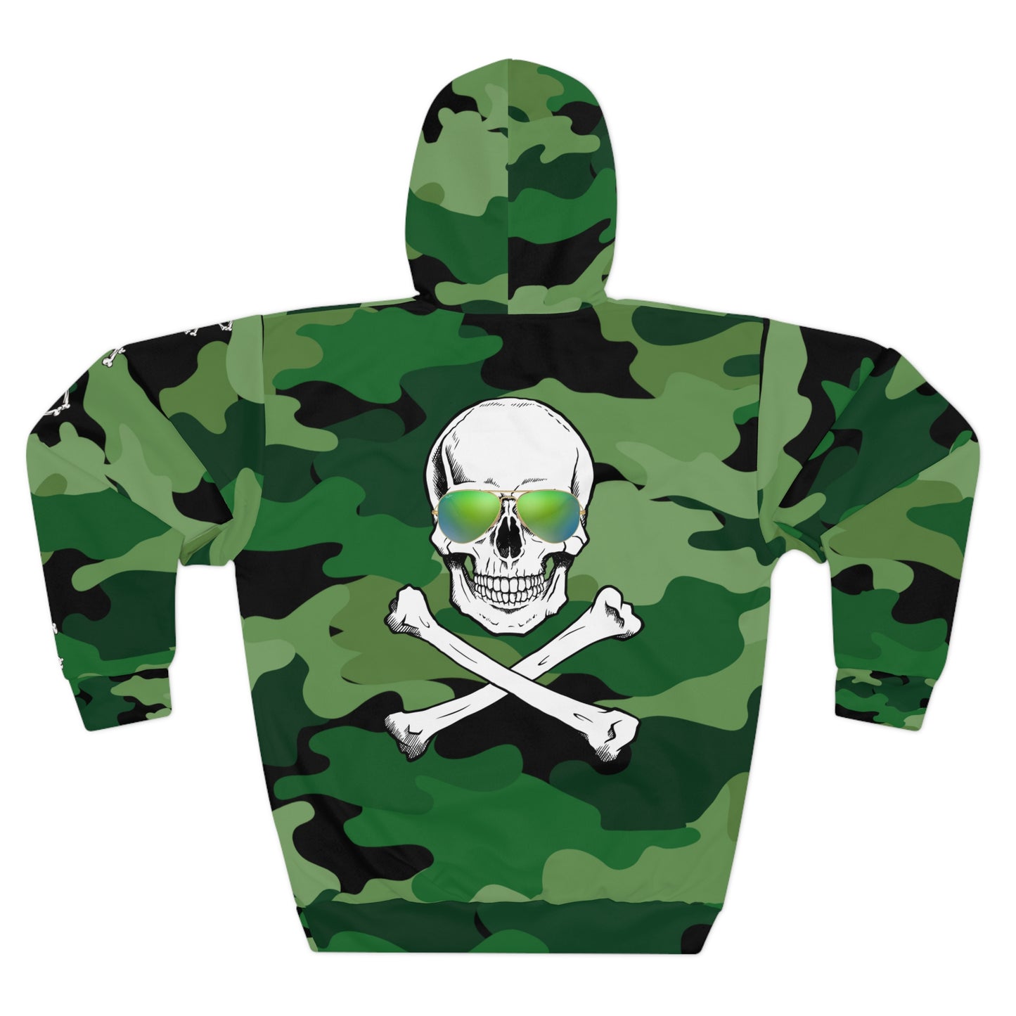 "Bad Ass" skull and Crossbones Halloween Pullover Hoodie camouflage
