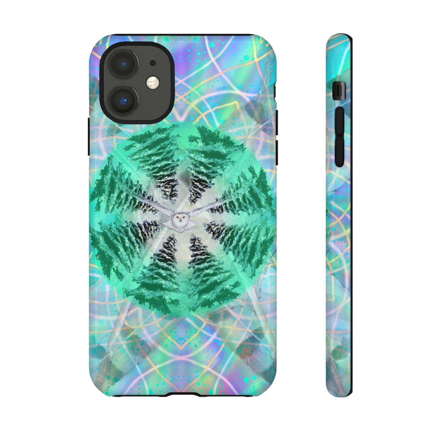 Mystic Pines Snowy Owl Protective Phone Case, Samsung, iPhone, Pixel, all sizes
