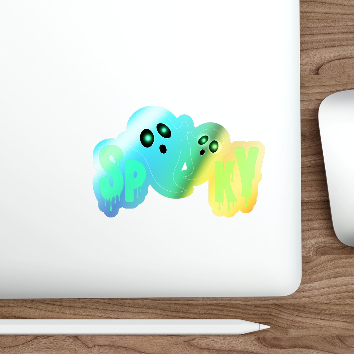 Halloween Spooky Ghosts Rainbow Holographic Die-cut Vinyl Stickers