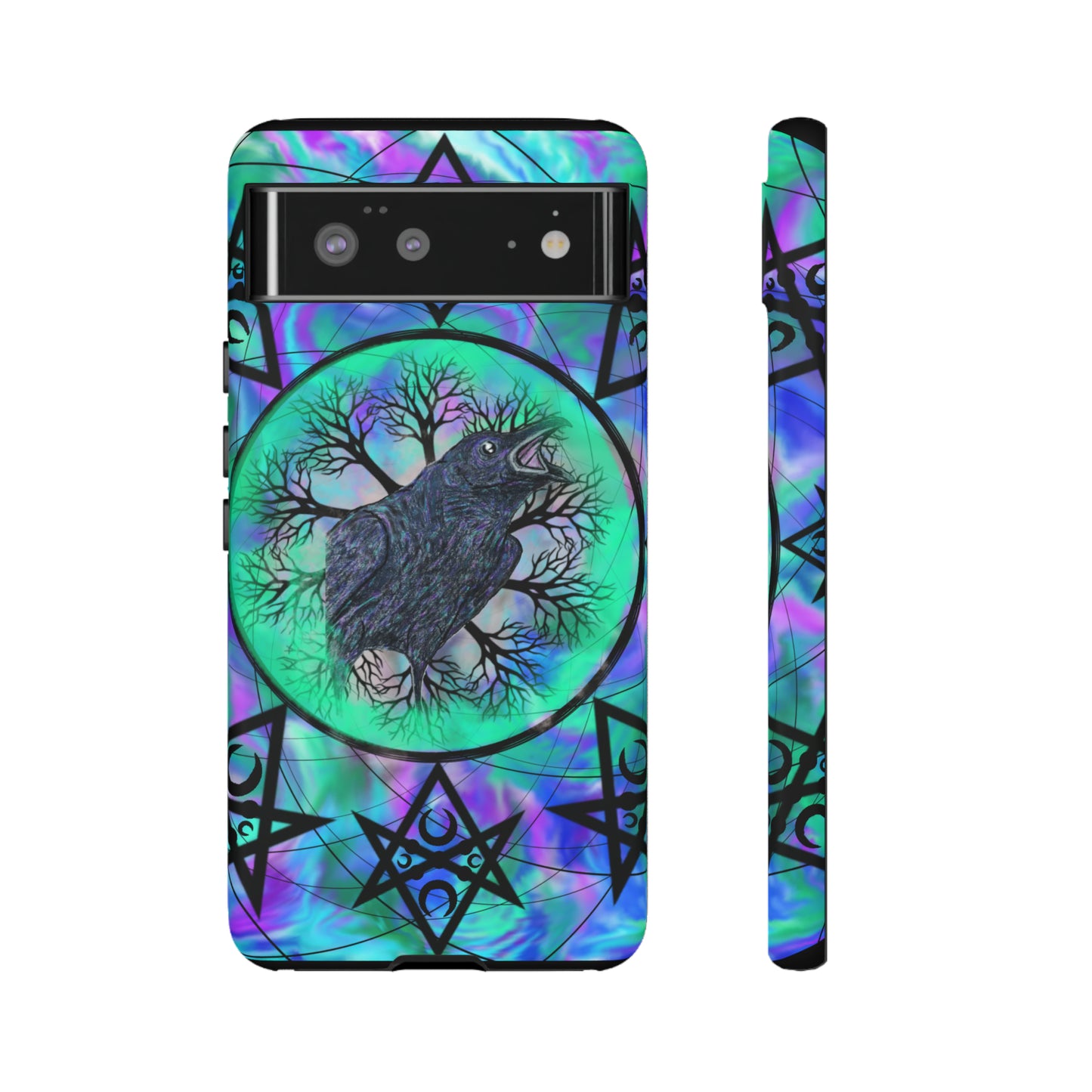 Raven Medicine Totem Protective Phone Case, Samsung, iPhone, Pixel, all sizes