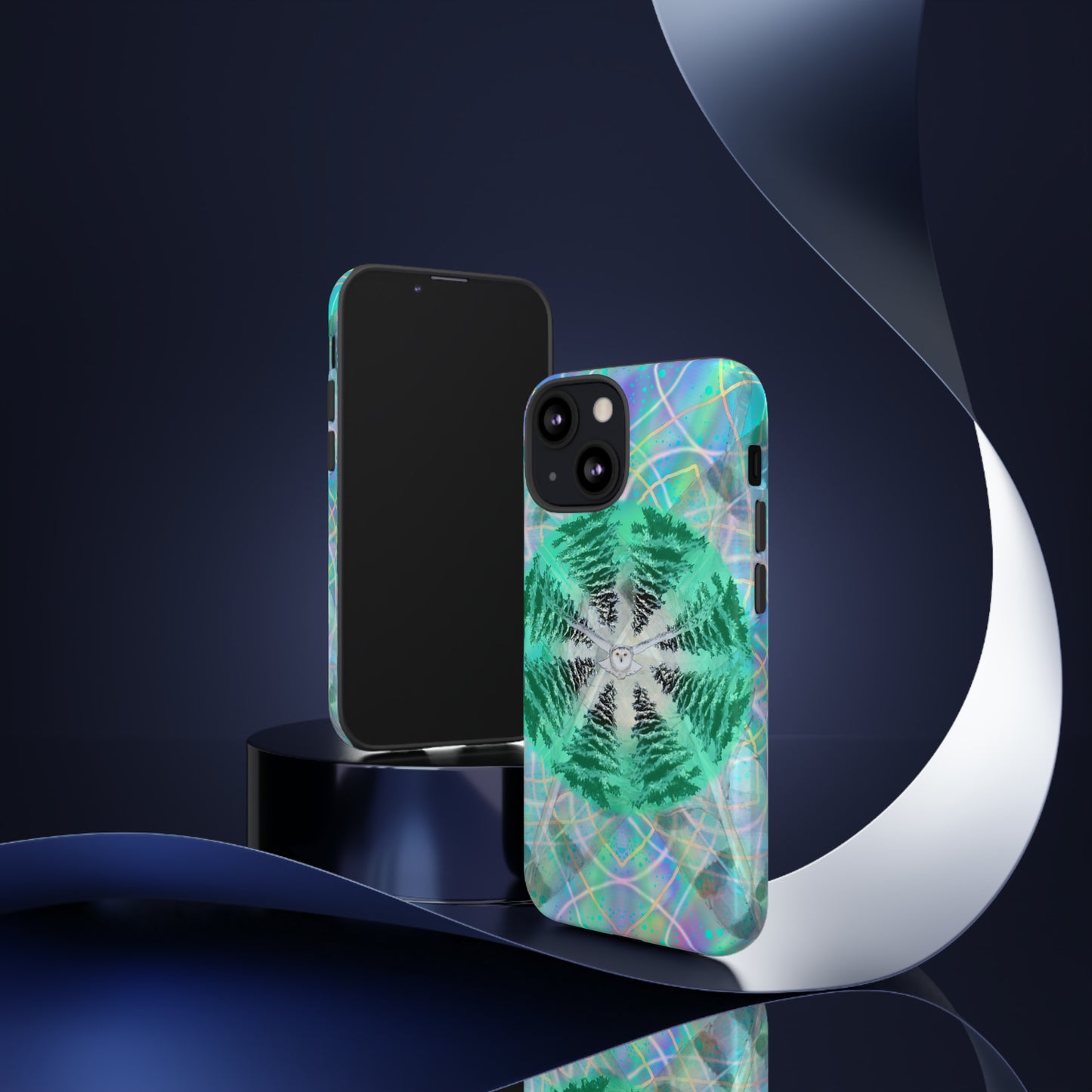 Mystic Pines Snowy Owl Protective Phone Case, Samsung, iPhone, Pixel, all sizes