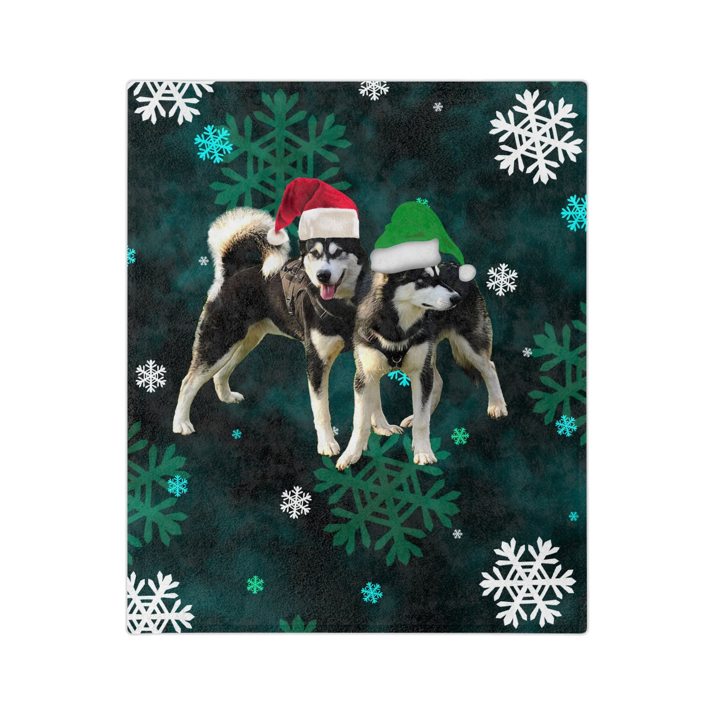 Christmas Malamute Velveteen Minky Blanket