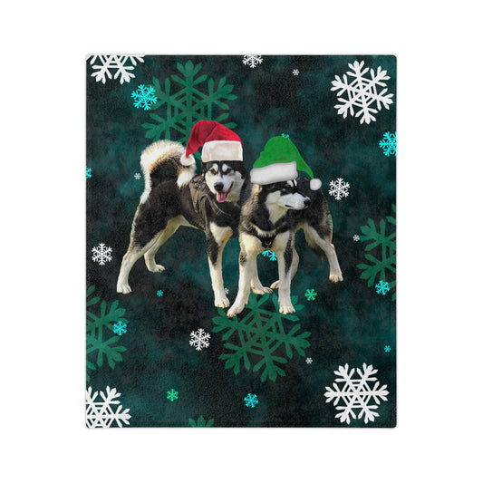 Christmas Malamute Velveteen Minky Blanket